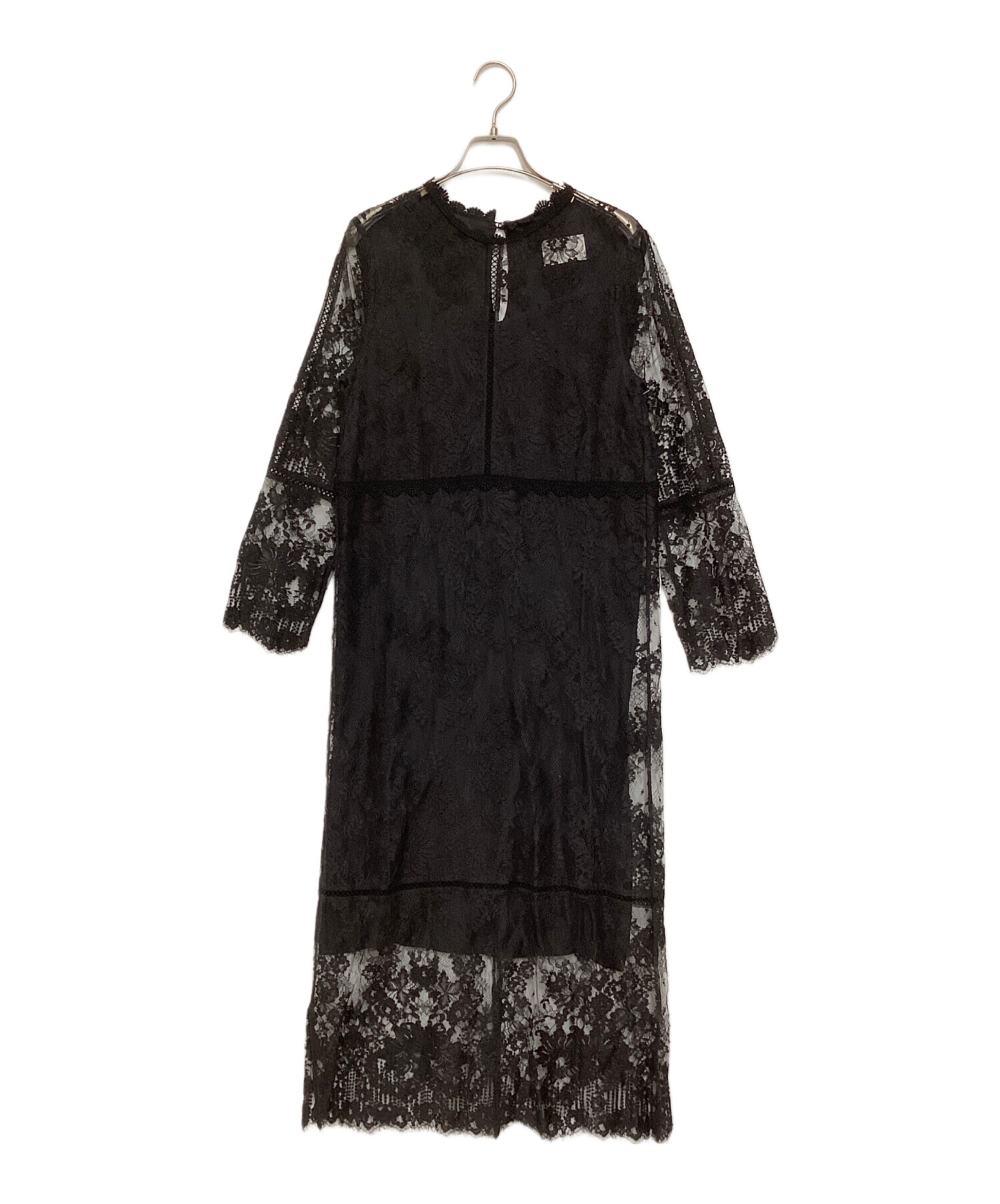 中古・古着通販】Arobe (アローブ) フラワーレースワンピース ブラック 