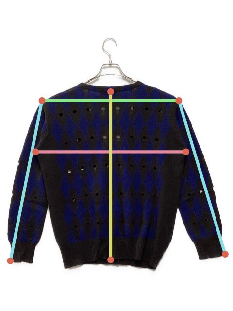 希少 極美品 PRADA 総柄 チェック アーガイル デザイン カーディガン 中古・古着通販】PRADA (プラダ) アーガイルニットカーディガン