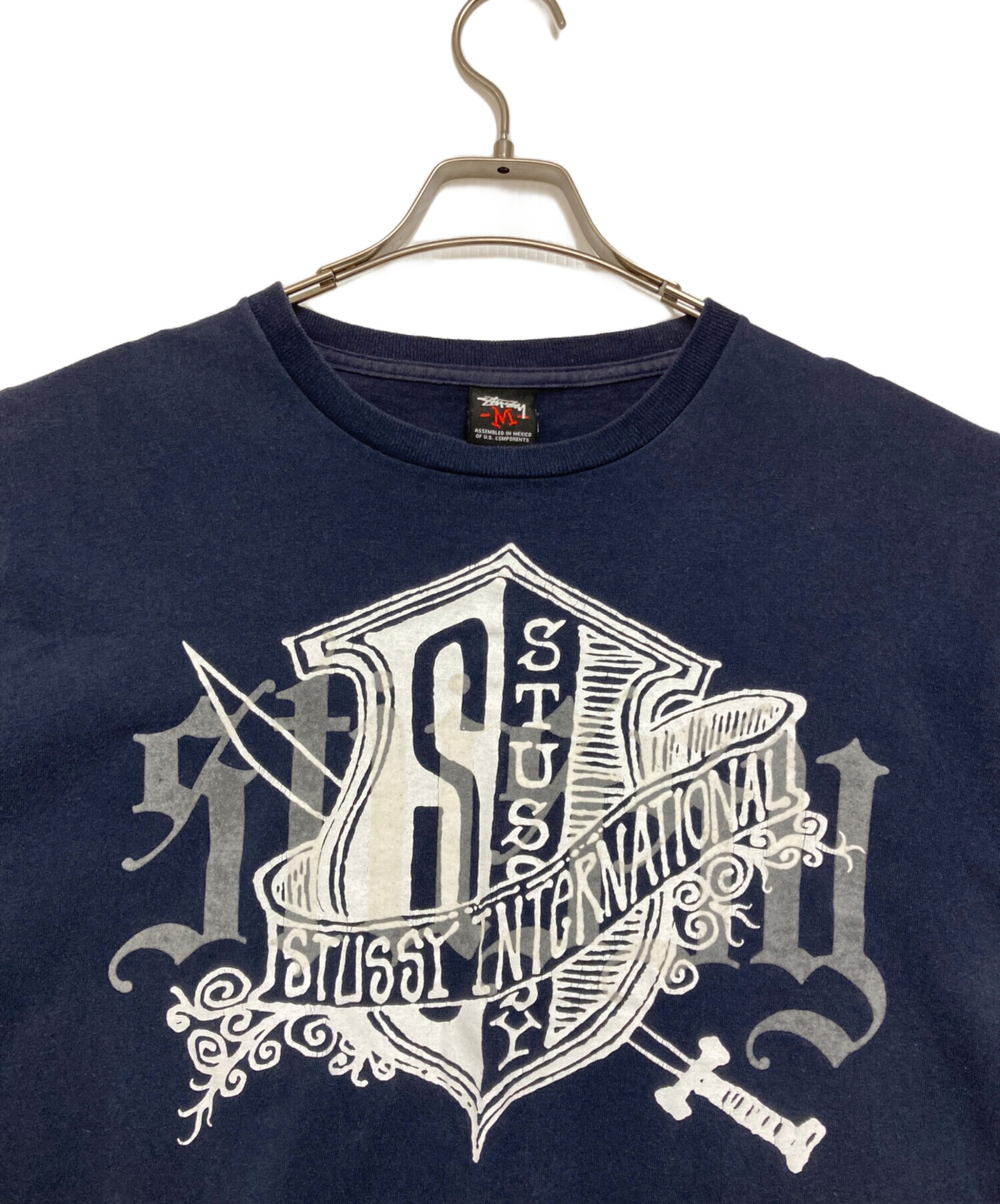 USA製 黒タグ STUSSY】 80sネイビーTシャツ ステューシー M Tシャツ M 