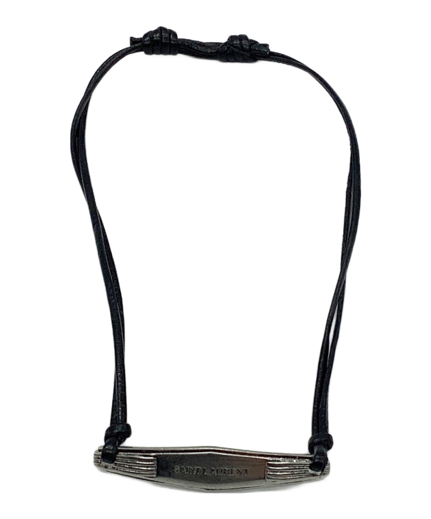 SAINT LAURENT サンローラン メタルタグビーチブレスレット 中古・古着通販】Saint Laurent Paris (サンローランパリ) レザー