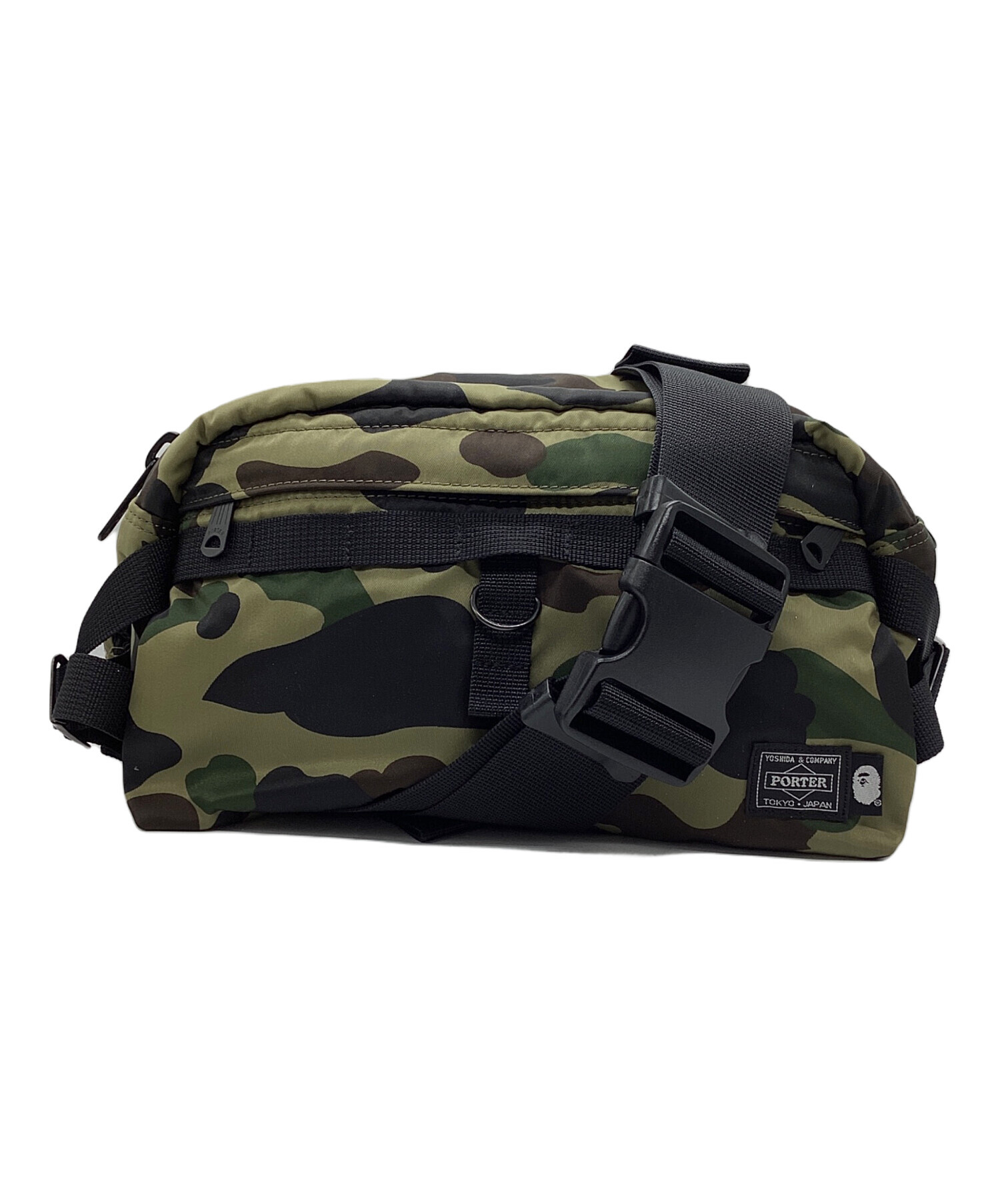 エイプ×PORTER ボディーバッグ グリーンカモ新品未使用 PORTER x ABATHING APE ポーター x アベイシングエイプ 1 st CAMO