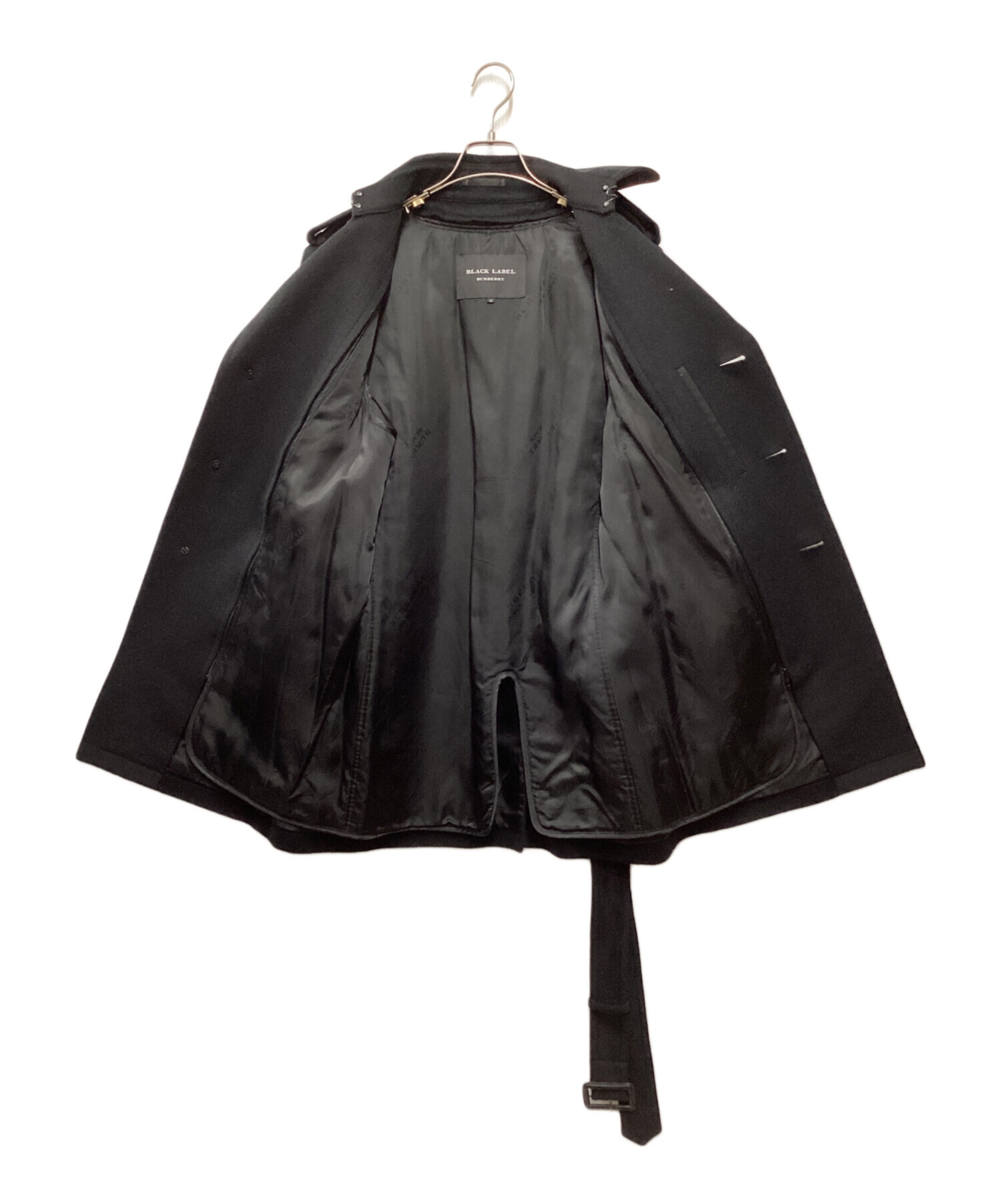 カシミヤ混 バーバリーブラックレーベル ウール ライナー付き トレンチコート 黒 カシミヤ混 バーバリーブラックレーベル ウール ライナー付き トレンチ