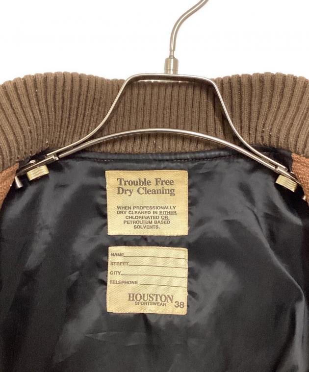 中古・古着通販】HOUSTON (ヒューストン) 袖レザースタジャン ブラウン