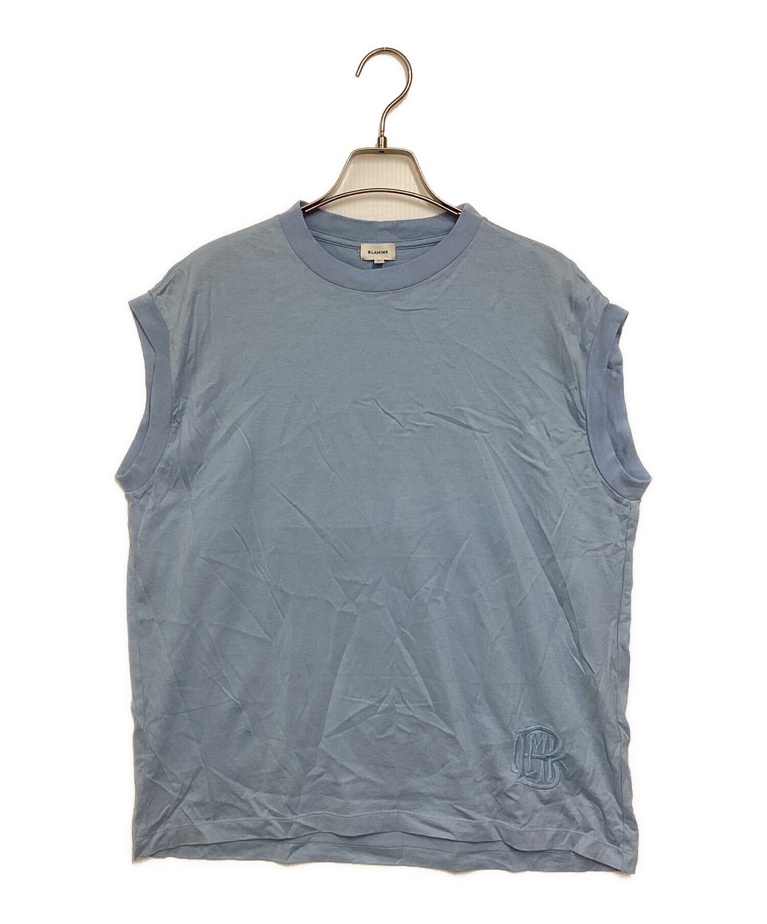 BLAMINK コットンクルーネック 刺繍 ノースリーブTシャツ BLAMINK(ブラミンク)｜【BLMK】コットンクルーネック 刺繍