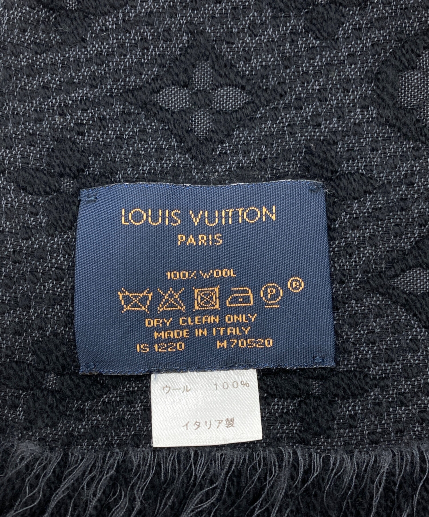 【ルイヴィトン】LOUIS VUITTON　ロゴ　モノグラム ブラック マフラー LOUIS VUITTON（ルイ・ヴィトン） マフラー モノグラム インフィニティ