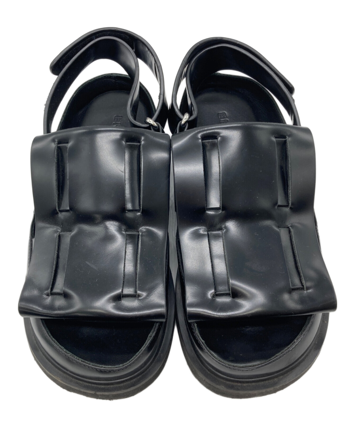 中古・古着通販】ENFOLD (エンフォルド) SQUARE SANDALS ブラック  