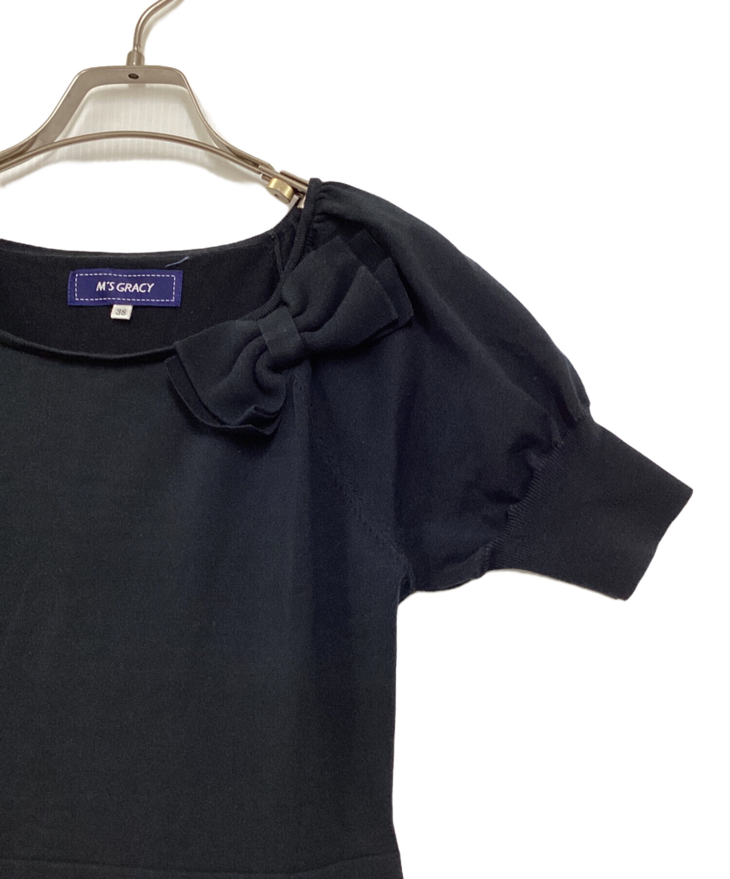 プリン美品・未使用品】M'S GRACY リボン ニット ワンピース 中古