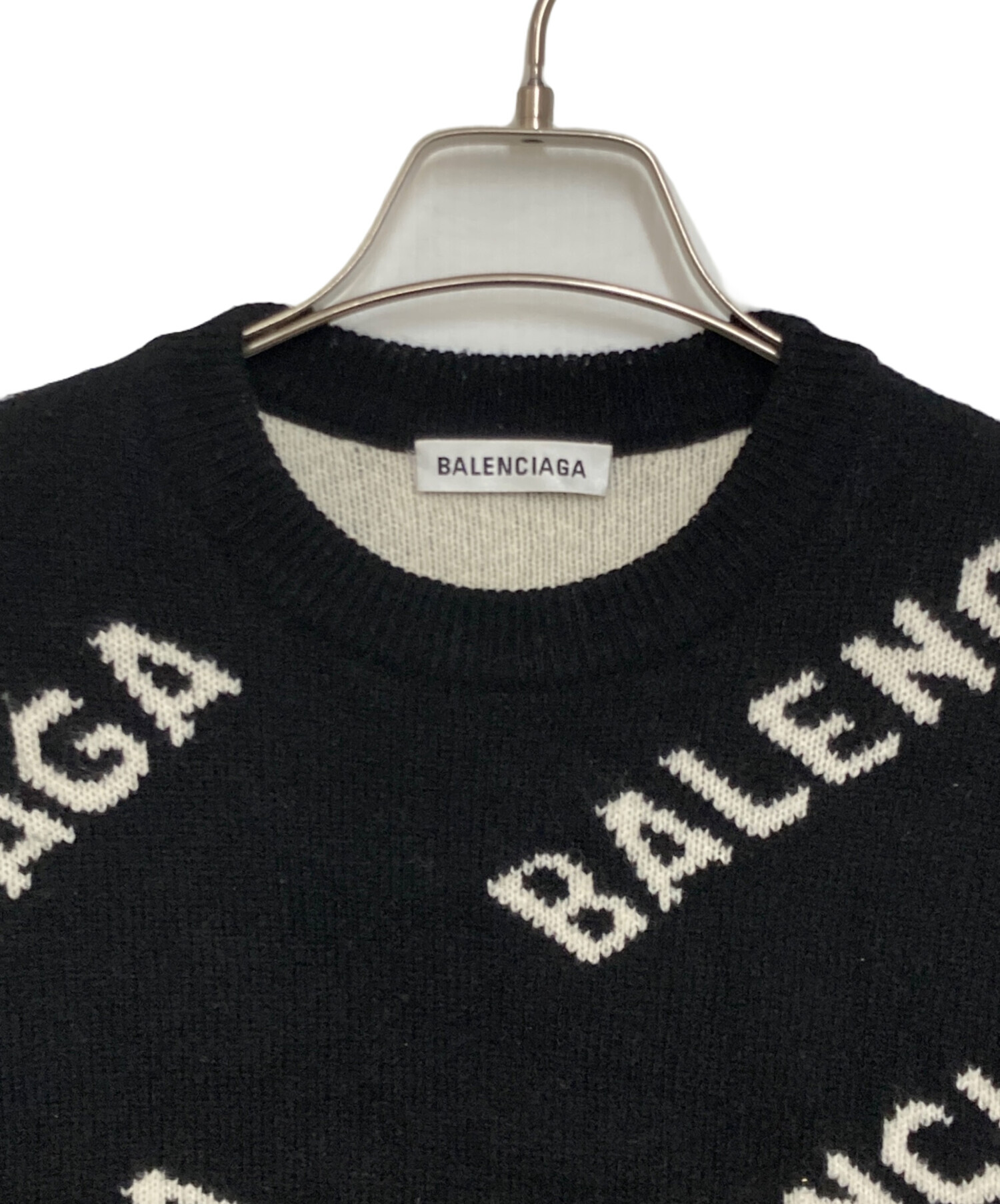 【中古】22aw バレンシアガ ワードローブ マルチロゴ オールオーバー ラウンド ニット セーター トップス XS ◇11 22aw バレンシアガ ワードローブ BALENCIAGA WARDROBE Allover Round