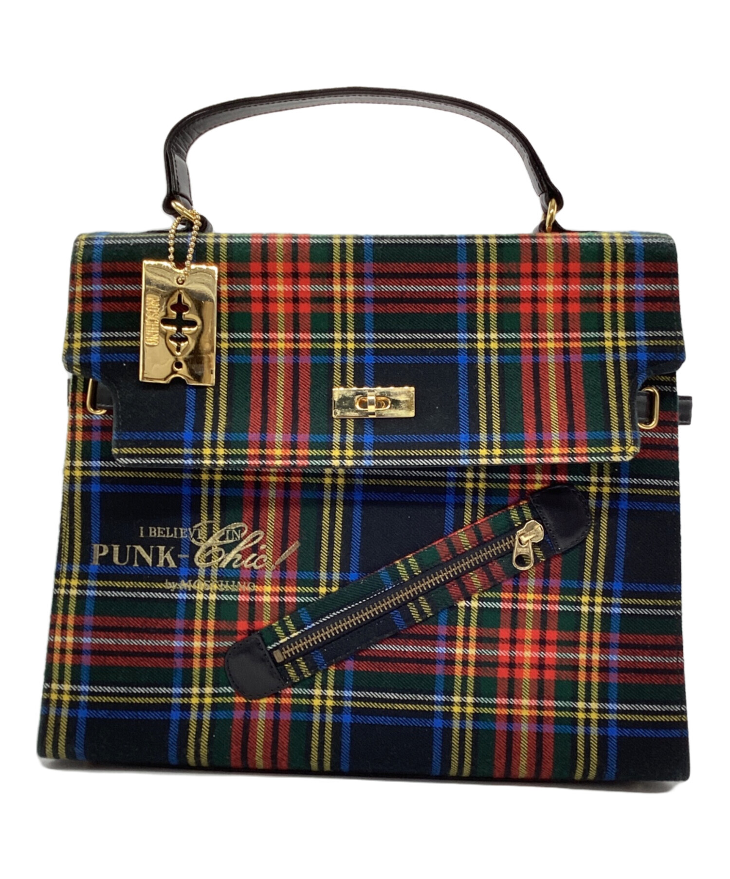 PUNK CHIC by MOSCHINO チェック柄ハンドバッグ Moschino Plaid Punk Chic 2-Way Bag – Treasures of NYC