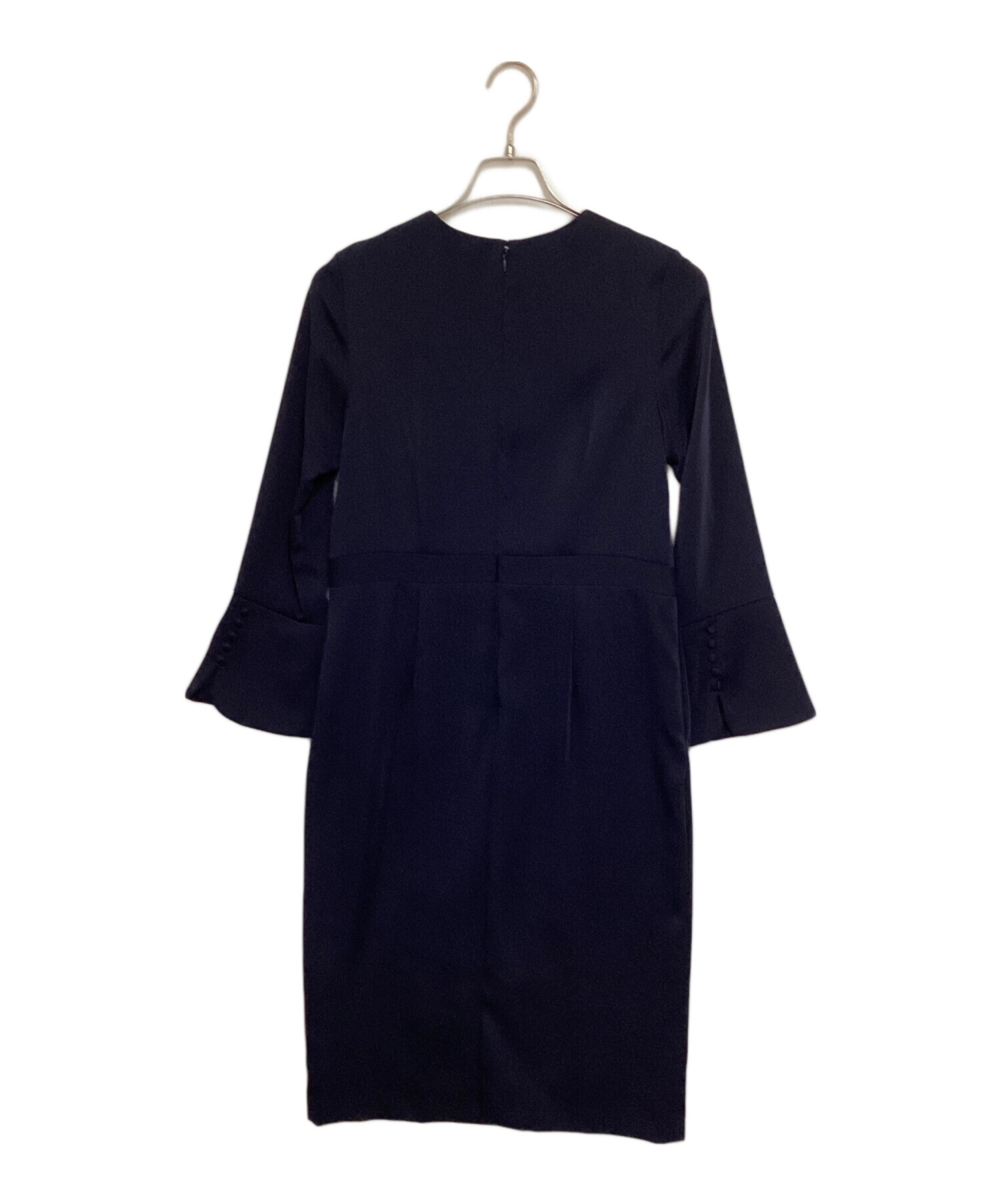 フロントボタンフレアスリーブワンピース ネイビー トロワズィエム