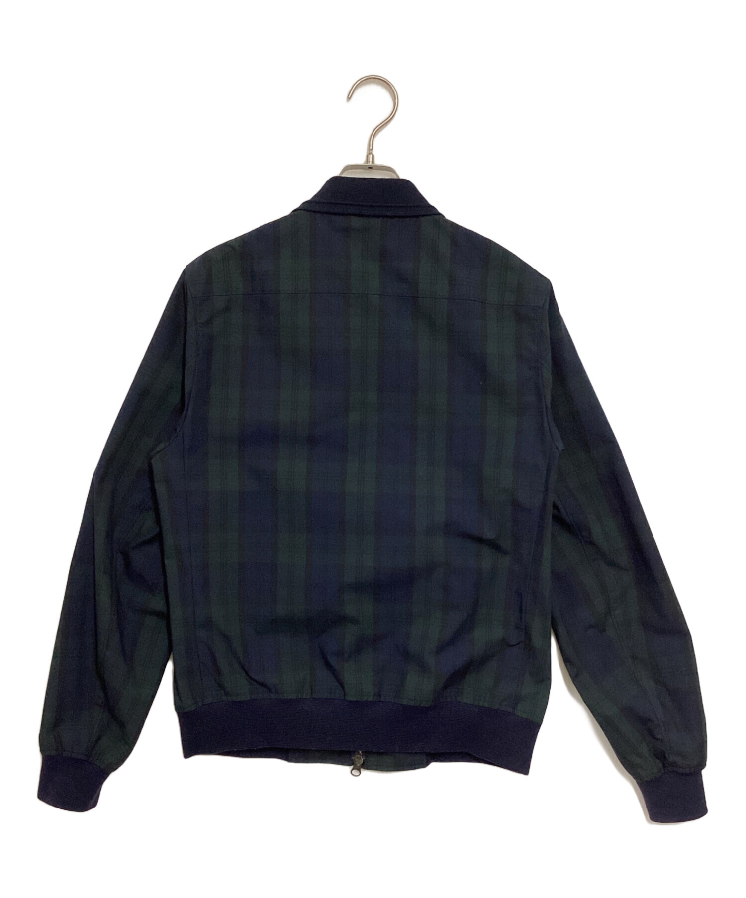 せ*た様 FRED PERRY グリーン・ネイビー チェックジャケット 中古・古着通販】FRED PERRY (フレッドペリー) チェック柄ブルゾン