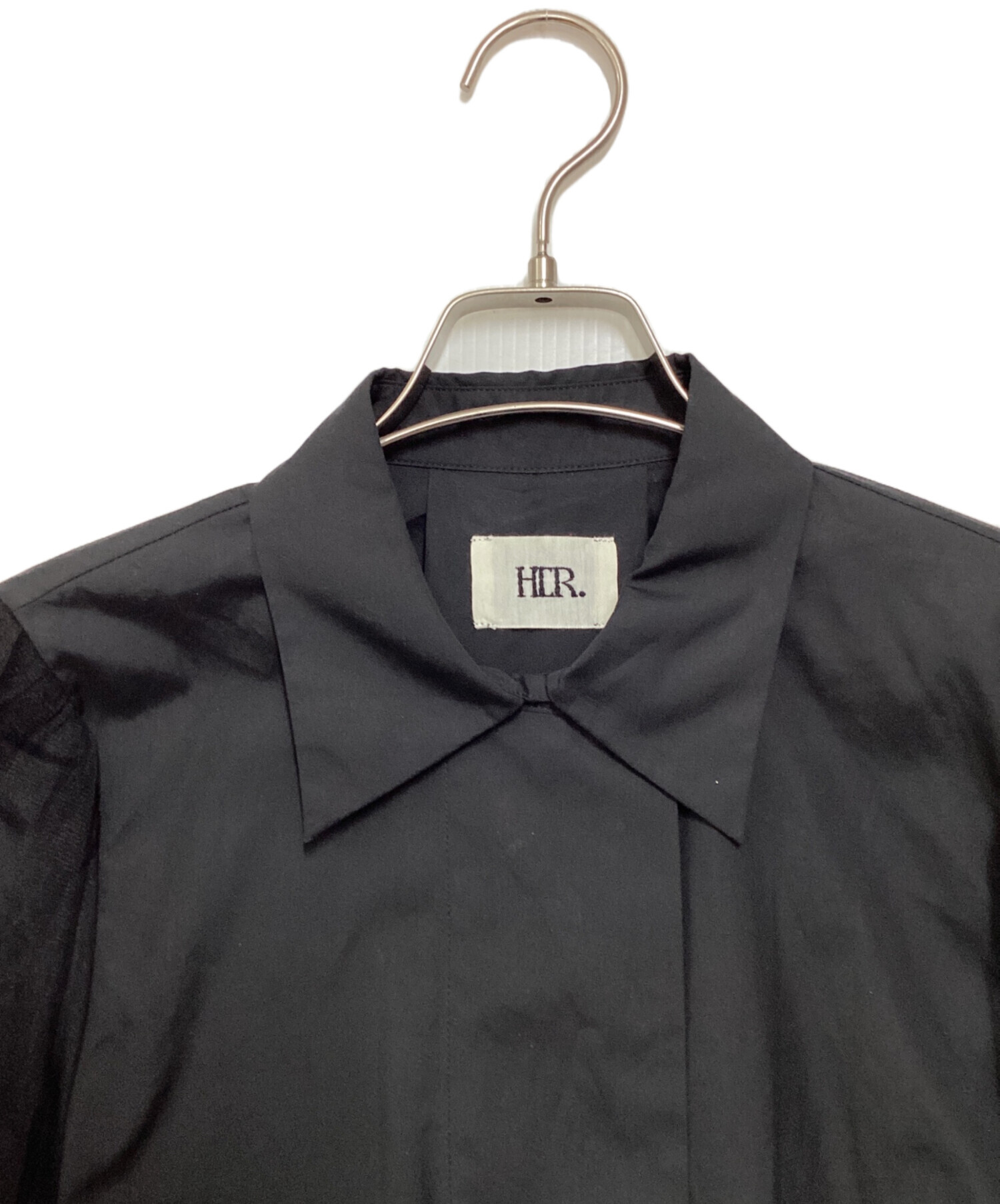 中古・古着通販】her (ハー) チュールドッキングブラウス ブラック 