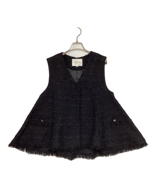 中古・古着通販】CADUNE (カデュネ) フレアツイードジレ ブラック