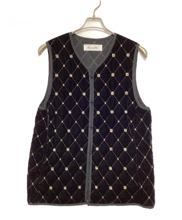 専用　新品Sara Mallika】 ビーズ ベルベット キルティング ベスト 中古・古着通販】sara mallika (サラマリカ) ビーズ ベルベット