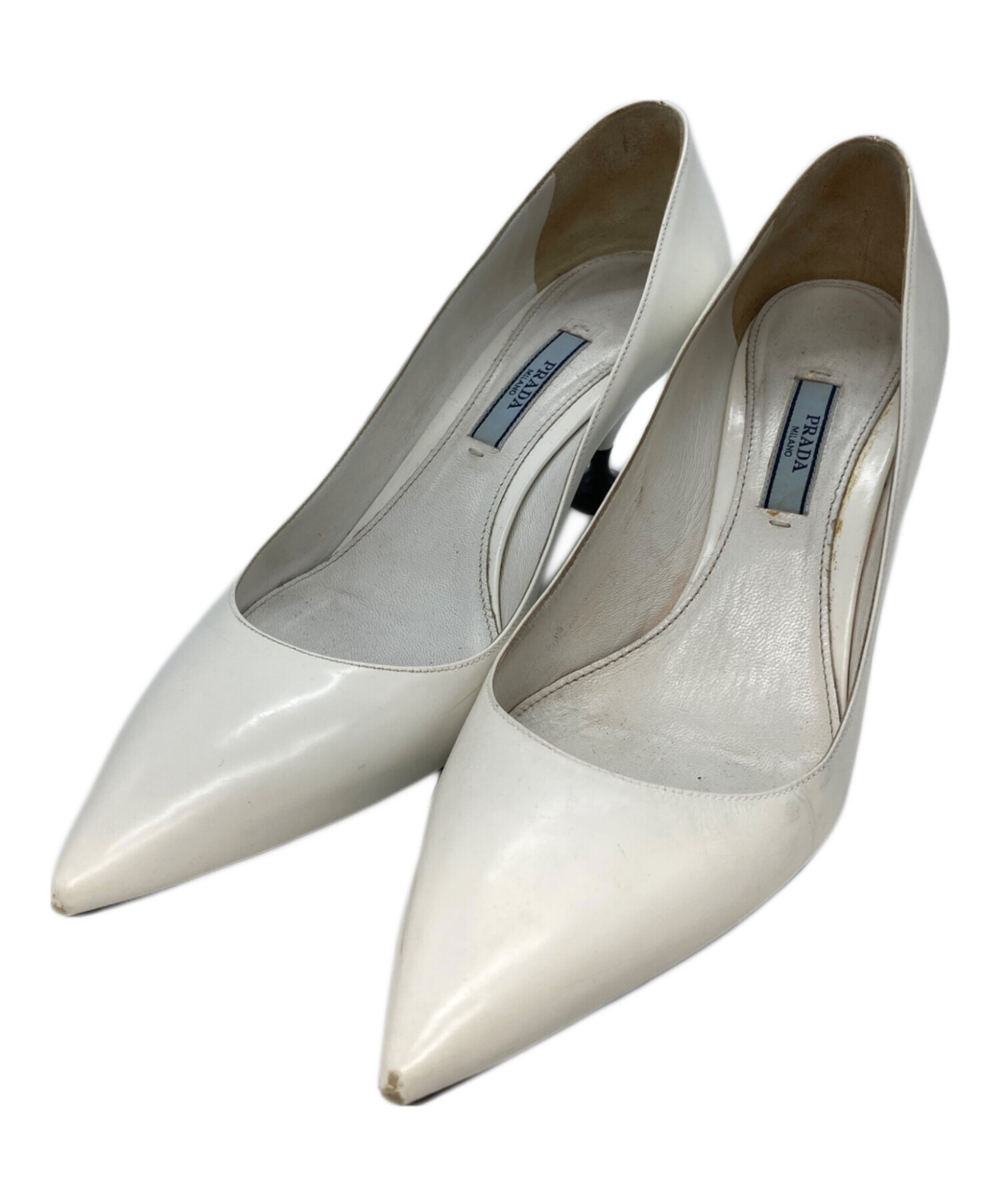 中古・古着通販】PRADA (プラダ) ポインテッドトゥパンプス ホワイト 