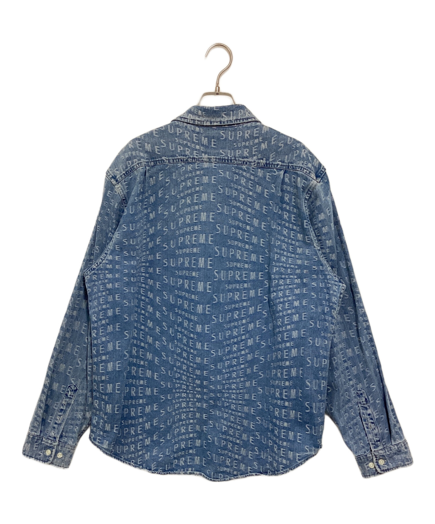 Supreme Warp Jacquard Logos Denim Shirt Buy Supreme Warp Jacquard