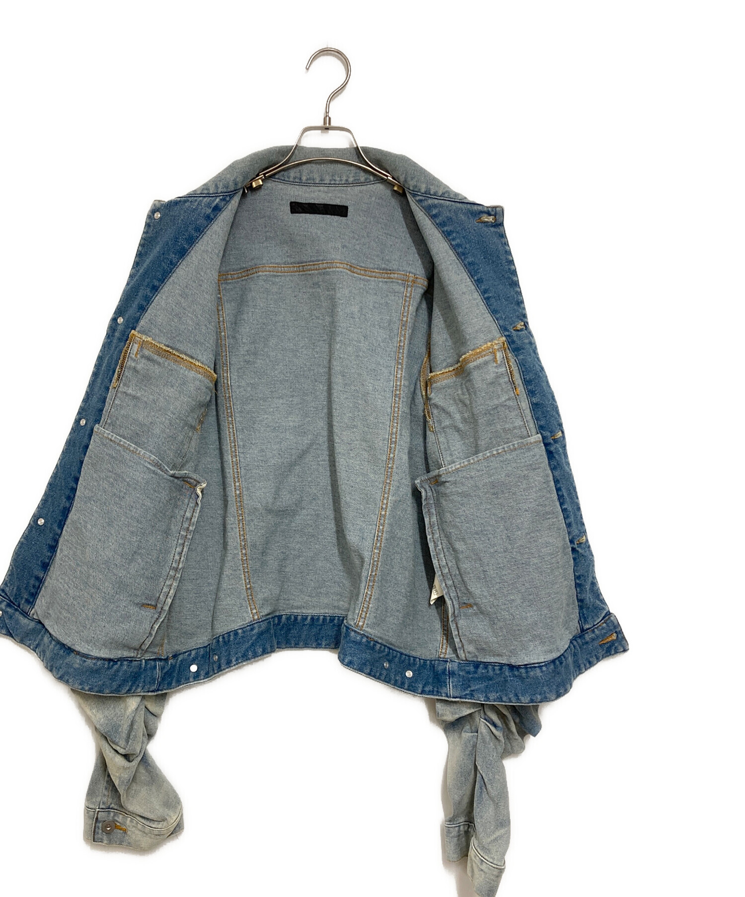 ジュンナカヤマ 24SS サイズ:48クラッシュコーティングデニムジャケット 中古・古着通販】JUN NAKAYAMA (ジュンナカヤマ) アームギャザー