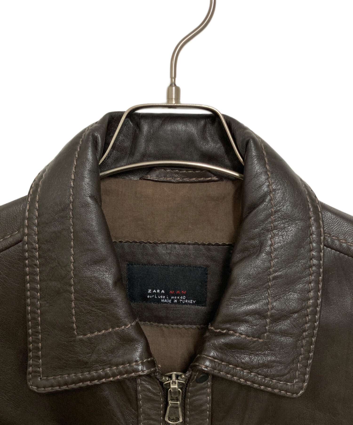 中古・古着通販】ZARA (ザラ) レザージャケット ブラウン サイズ:L