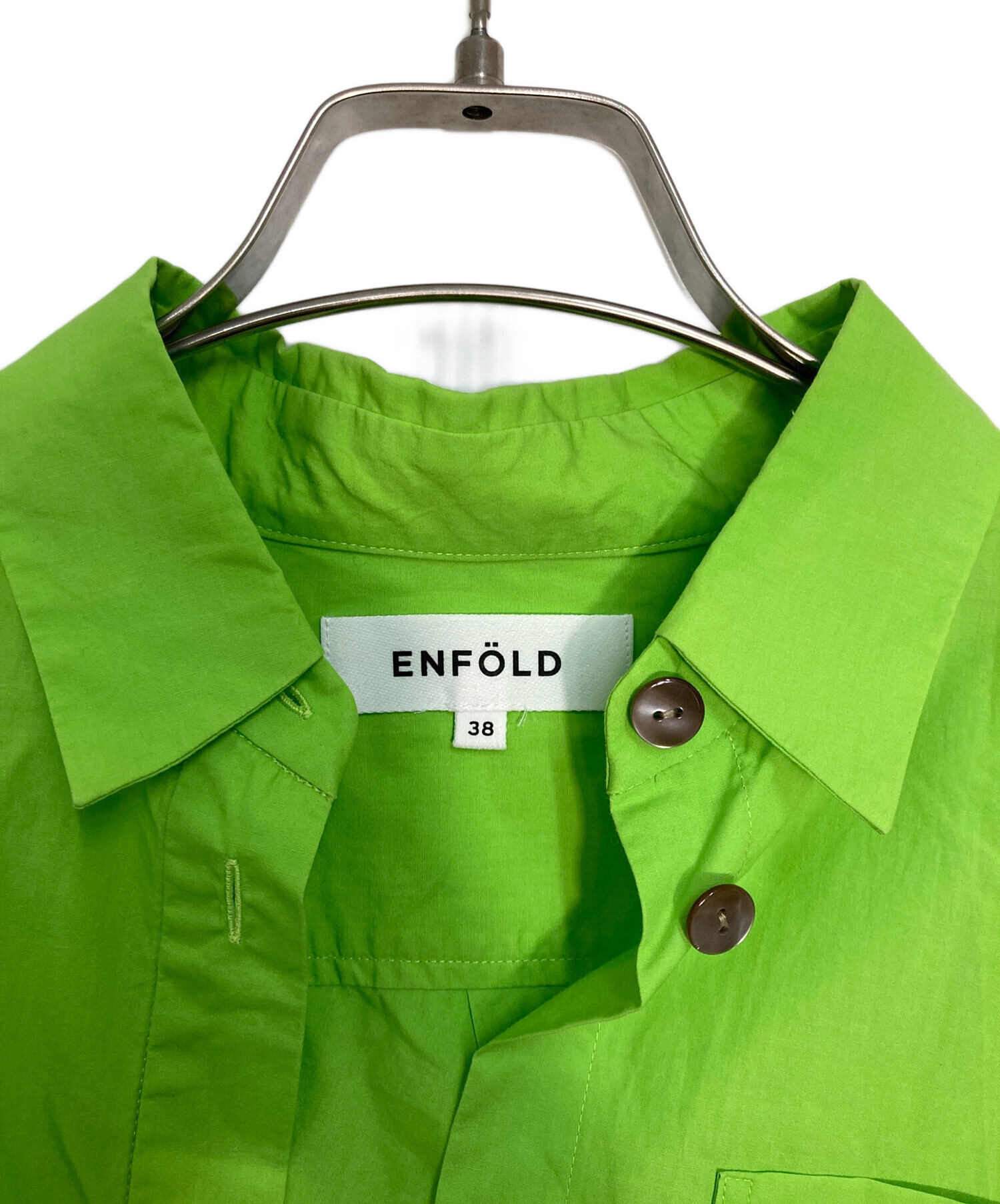 中古・古着通販】ENFOLD (エンフォルド) COブロード Cube シャツ 黄緑