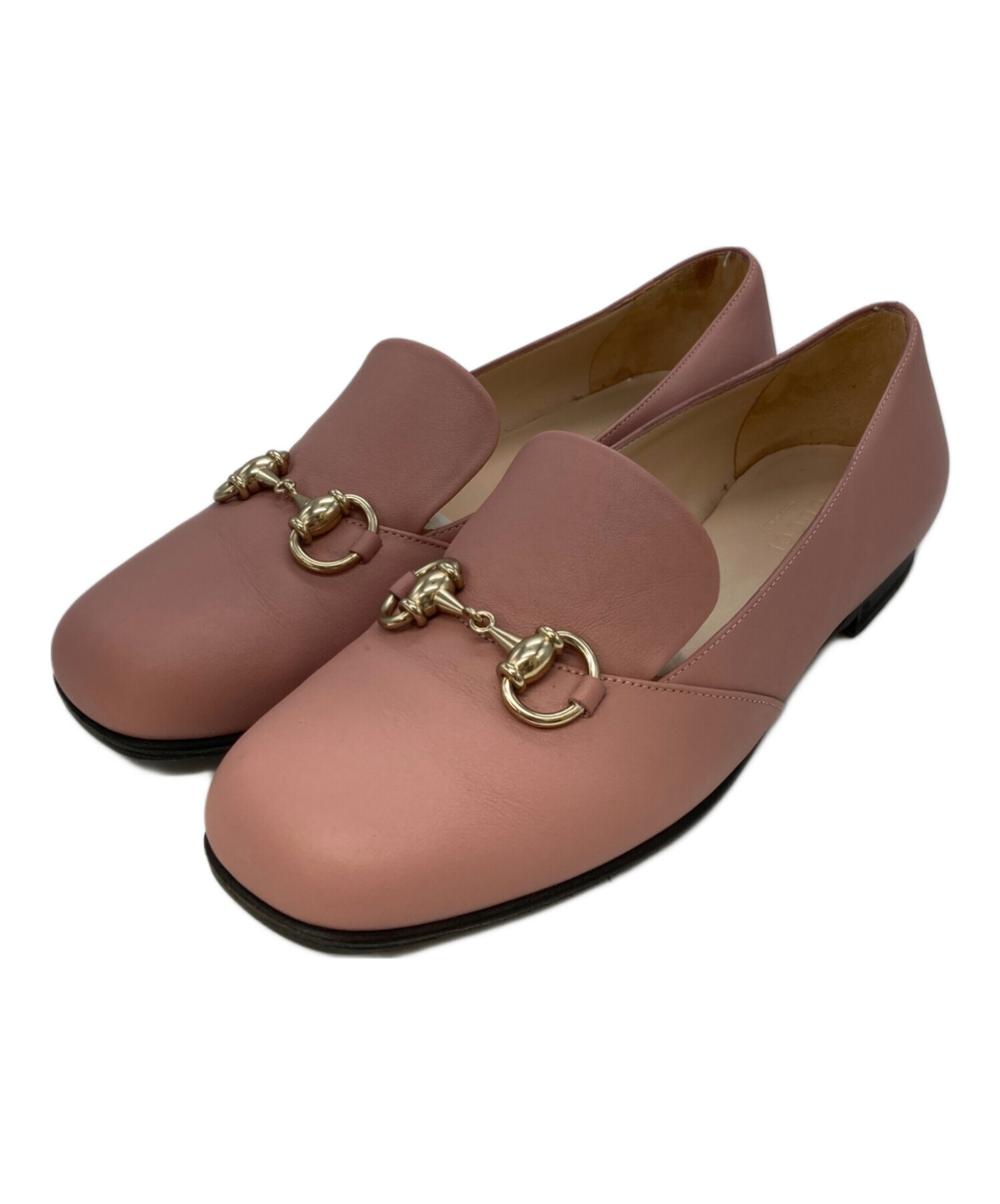 中古・古着通販】GUCCI (グッチ) ホースビットレザーローファー ピンク 