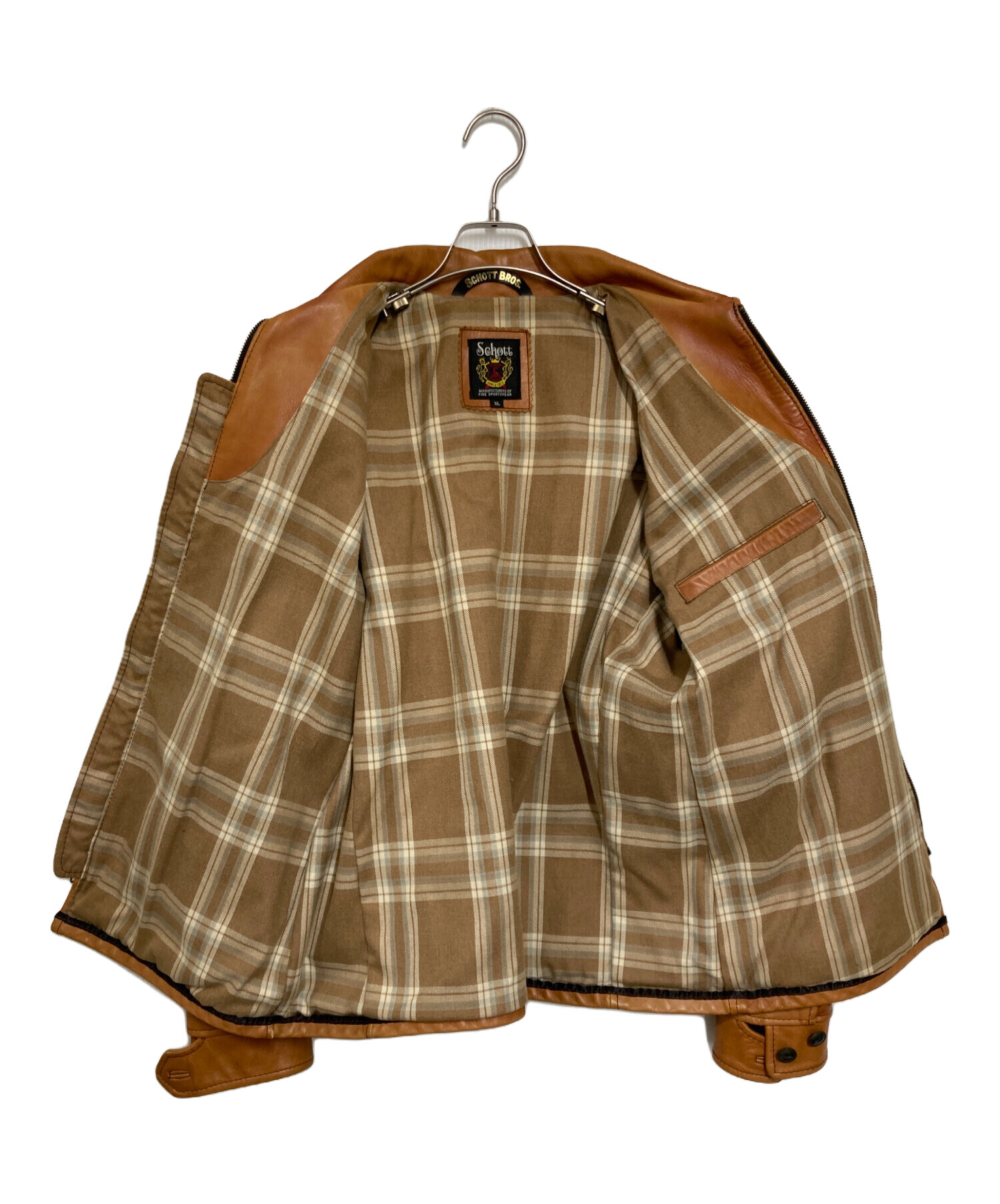 Schott 654VN カウハイド シングルライダースジャケット ブラウン Vintaged Cowhide Café Racer Leather Jacket 654VN