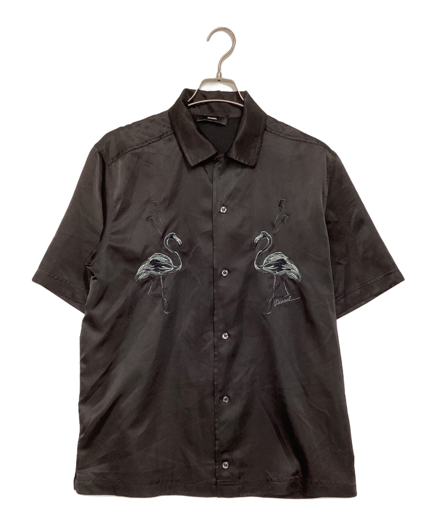 中古・古着通販】DIESEL (ディーゼル) サテン刺繍オープンカラーシャツ