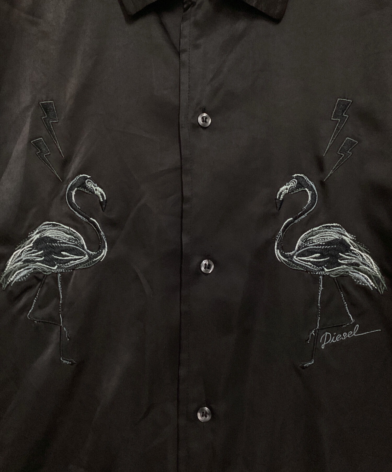 中古・古着通販】DIESEL (ディーゼル) サテン刺繍オープンカラーシャツ