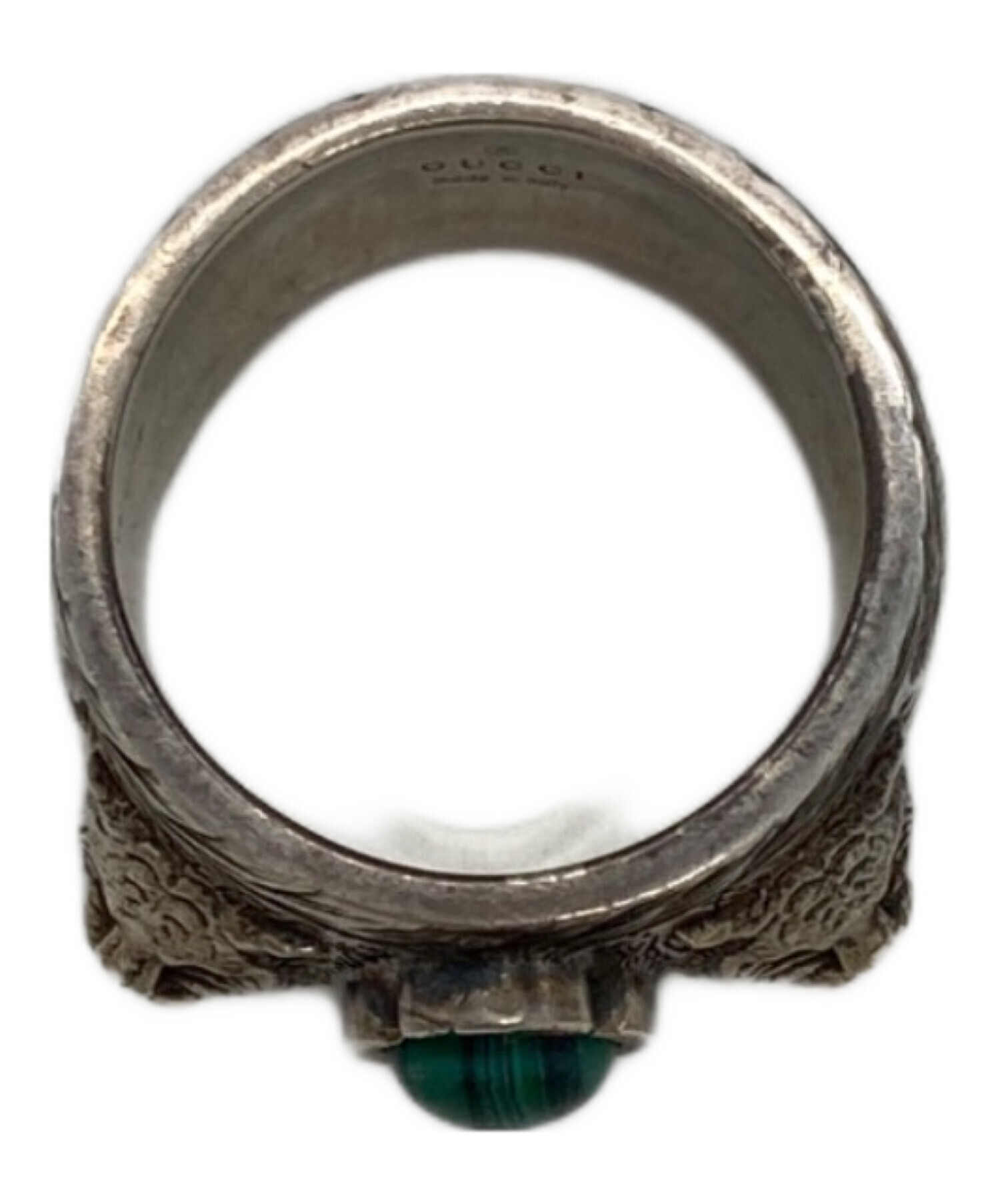 GUCCIシルバーリング エメラルドグリーン装飾 中古・古着通販】GUCCI (グッチ) マラカイト タイガーヘッド