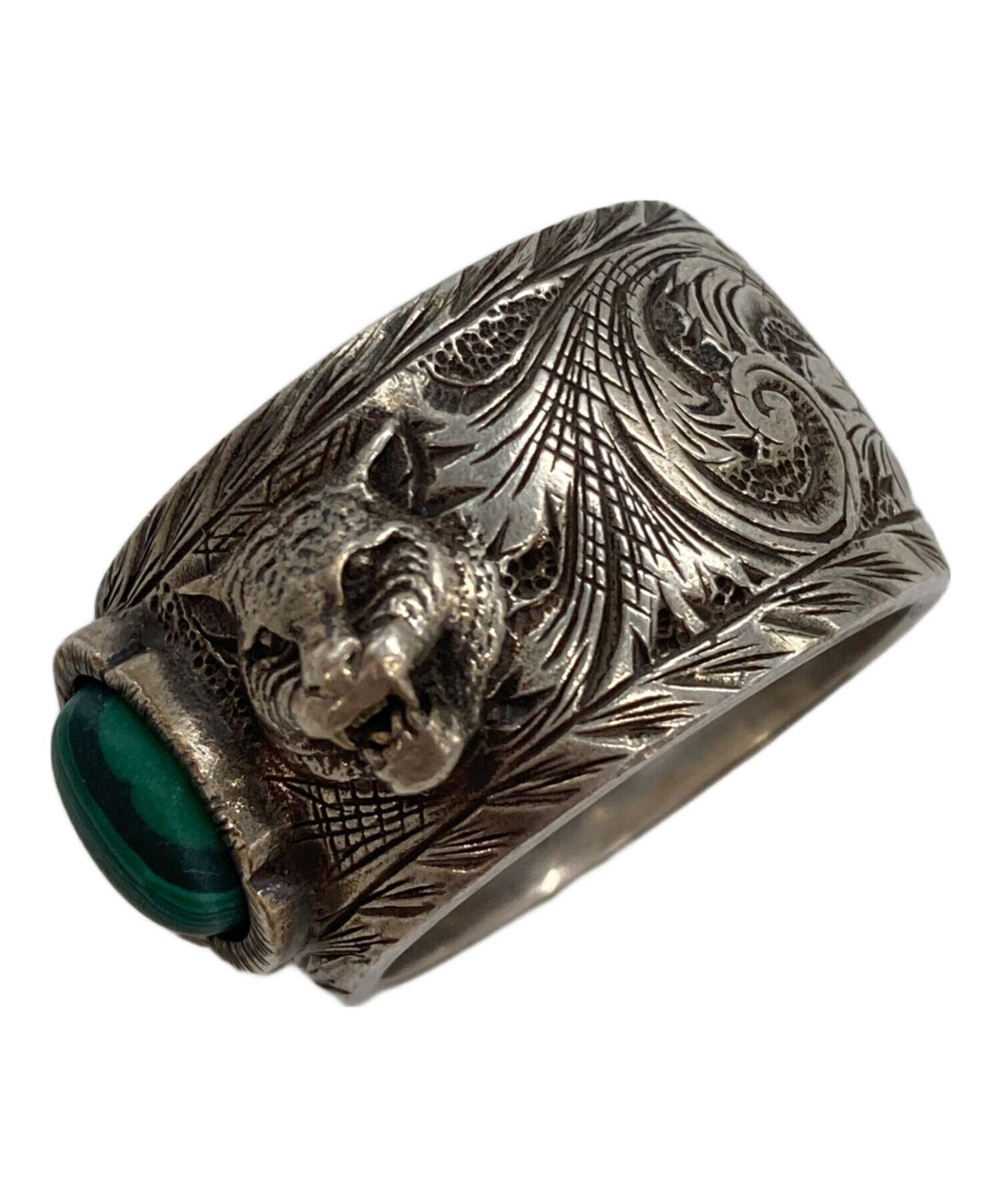 中古・古着通販】GUCCI (グッチ) マラカイト タイガーヘッドリング