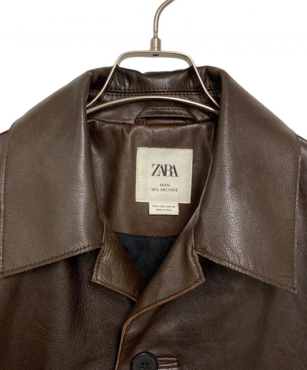 中古・古着通販】ZARA (ザラ) レザーカーコート ブラウン サイズ:L
