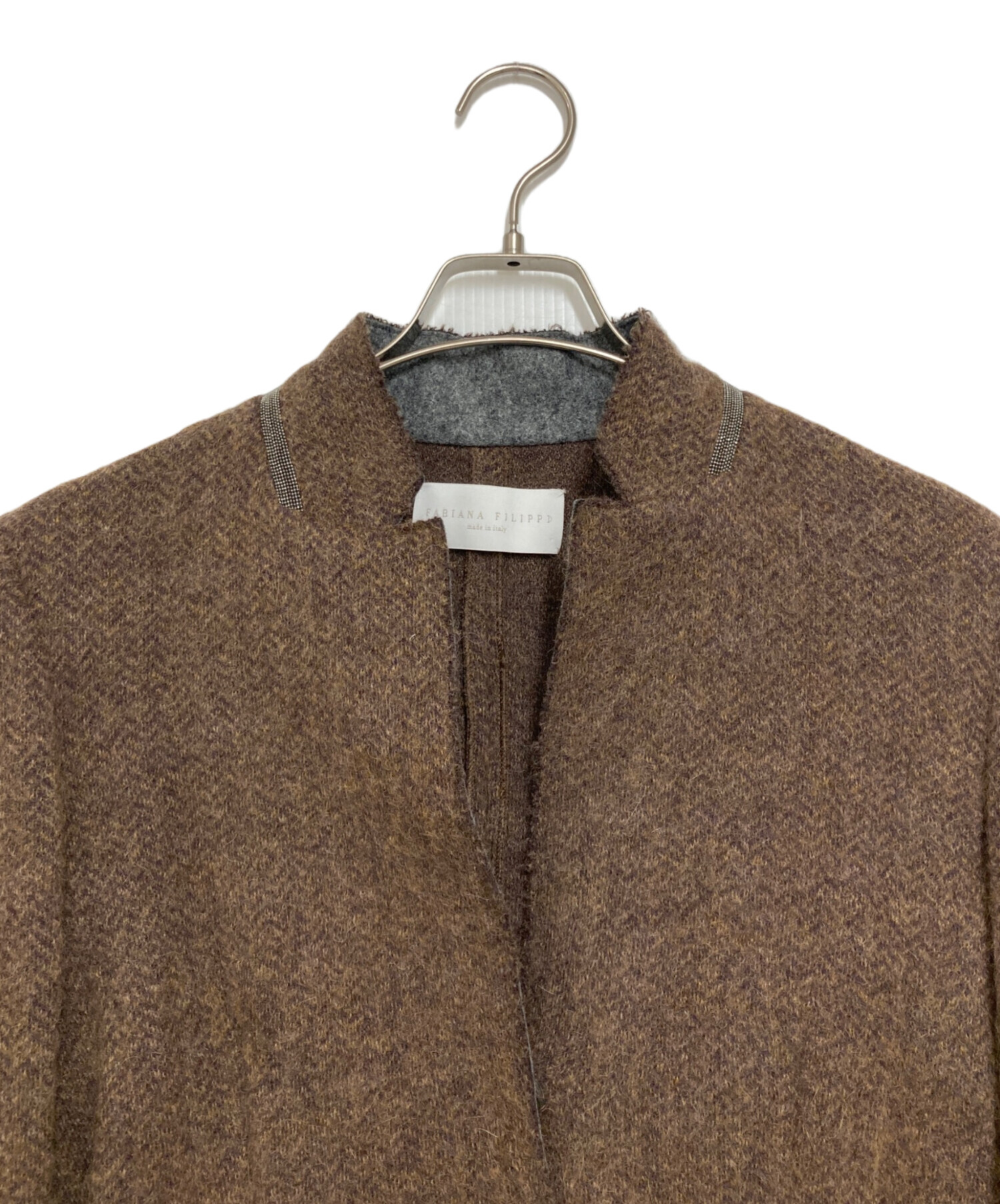 未使用級★FABIANA FILIPPI★モニーレ装飾★ヘリンボーン柄ジャケット 中古・古着通販】Fabiana Filippi (ファビアナフィリッピ) シルク混