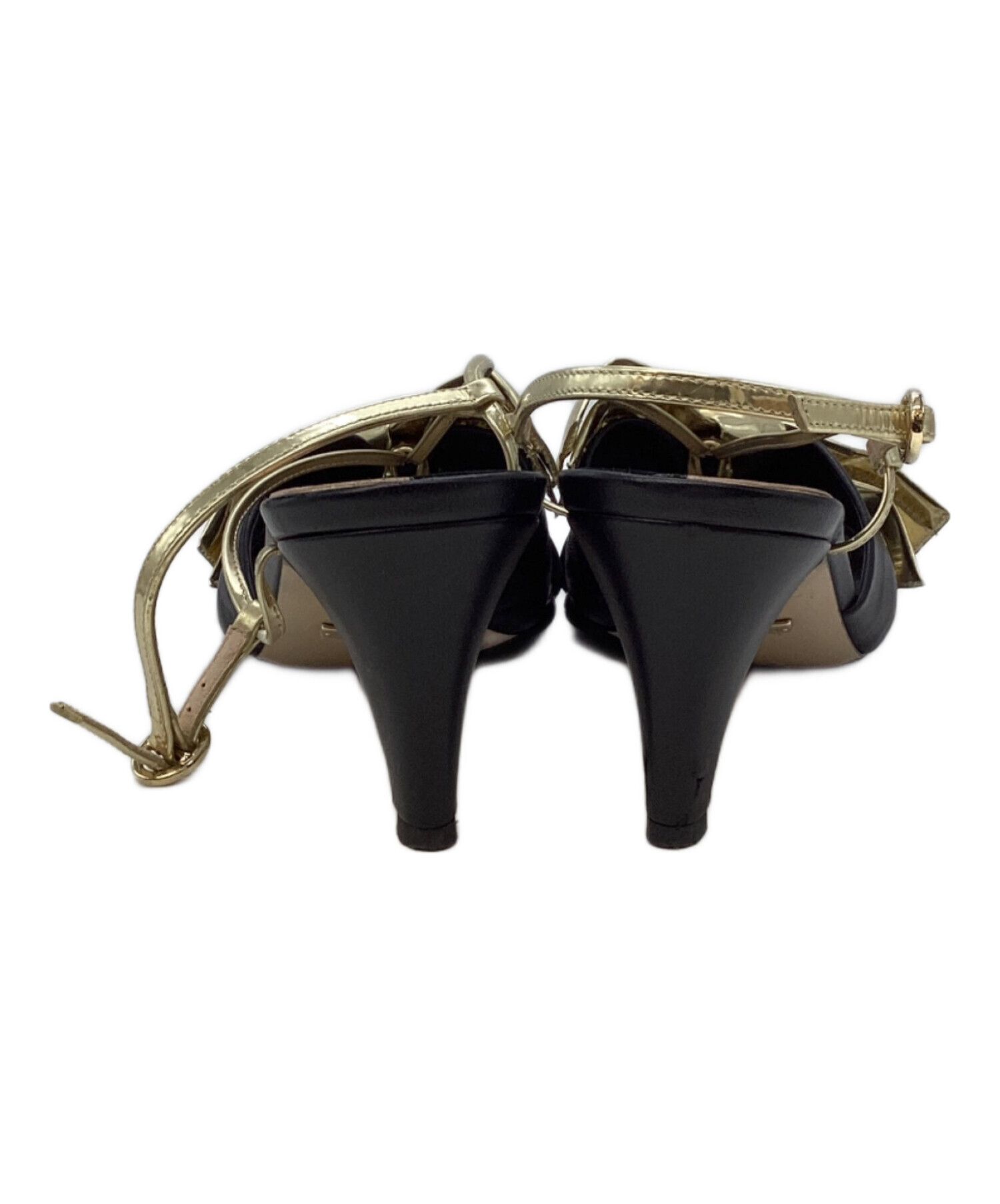 中古・古着通販】GUCCI (グッチ) リボンサンダル ブラック×ゴールド