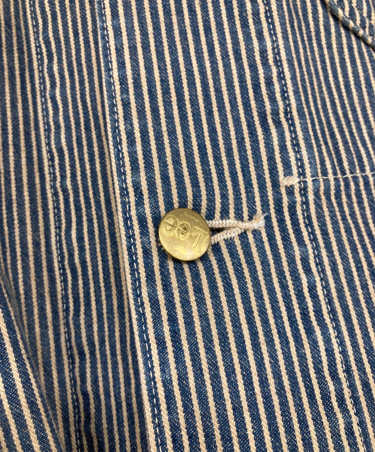 Lee カバーオール ヒッコリー M 未使用品 中古・古着通販】LEE (リー) ヒッコリーカバーオール ブルー×ブラウン