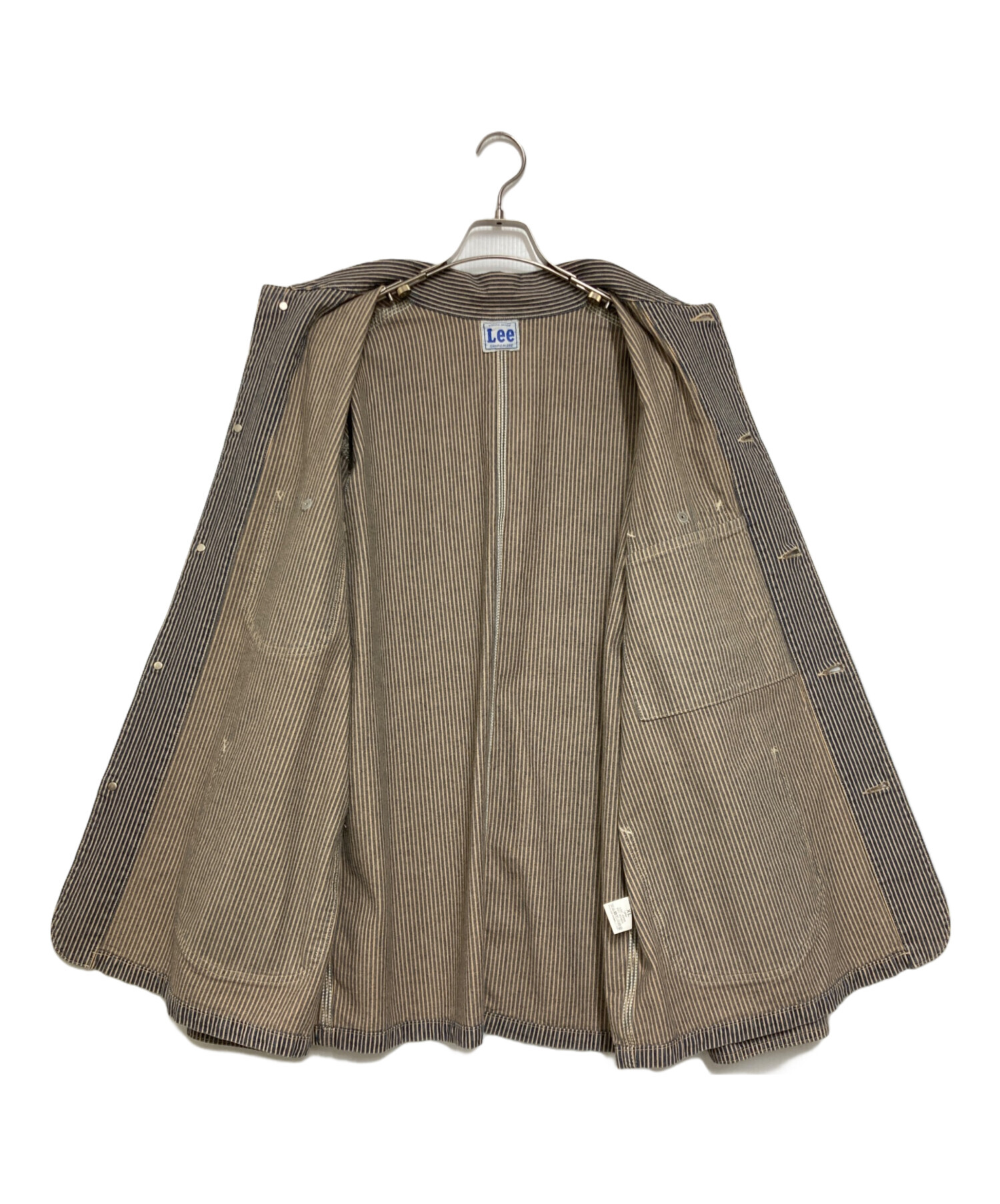 中古・古着通販】LEE (リー) ヒッコリーカバーオール ブルー×ブラウン