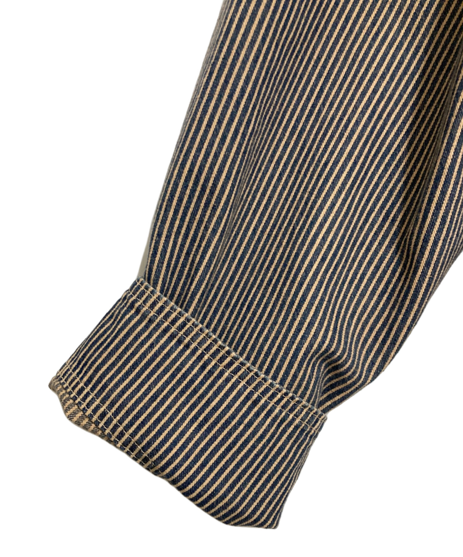 中古・古着通販】LEE (リー) ヒッコリーカバーオール ブルー×ブラウン