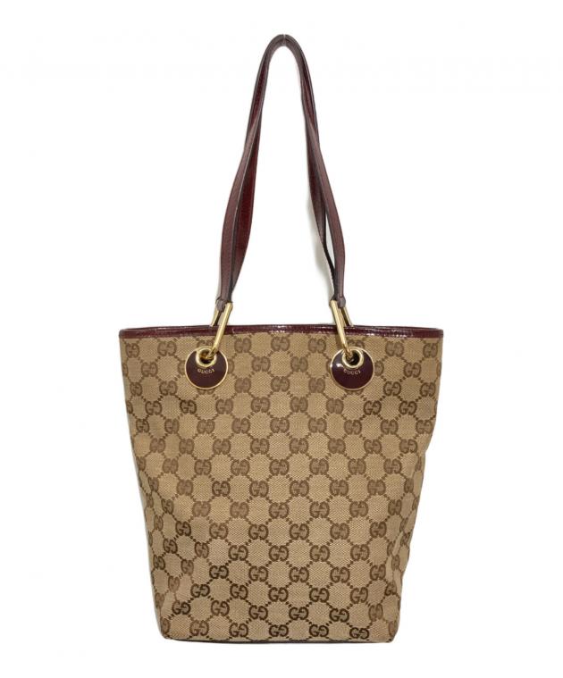 【NA】Gucci ブラウンキャンバス ハンドバッグ 中古・古着通販】GUCCI (グッチ) GGキャンバスハンドバッグ ブラウン