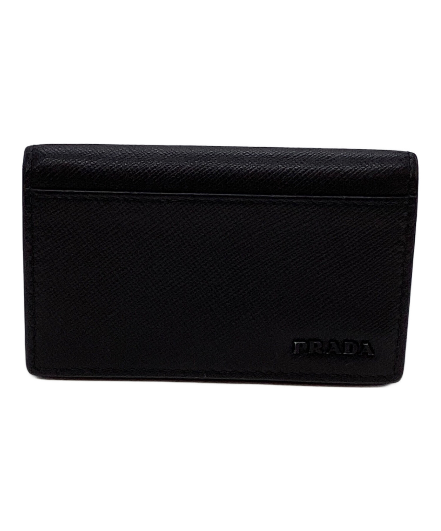 【未使用】PRADA カードケース 中古・古着通販】PRADA (プラダ) レザーカードケース ブラック