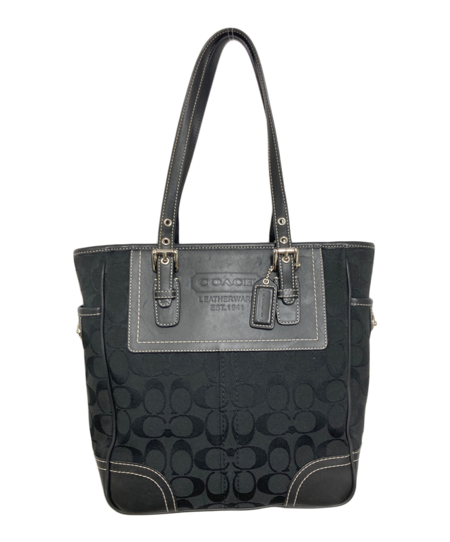 COACH‼️未使用状態(^^)BLACKシグネチャートートバック‼️ 中古・古着通販】COACH (コーチ) シグネチャー トートバッグ ブラック