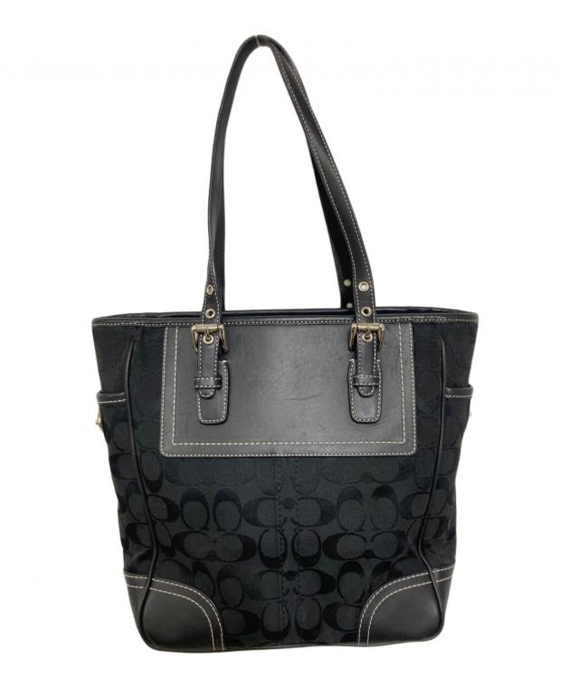 中古・古着通販】COACH (コーチ) シグネチャー トートバッグ ブラック