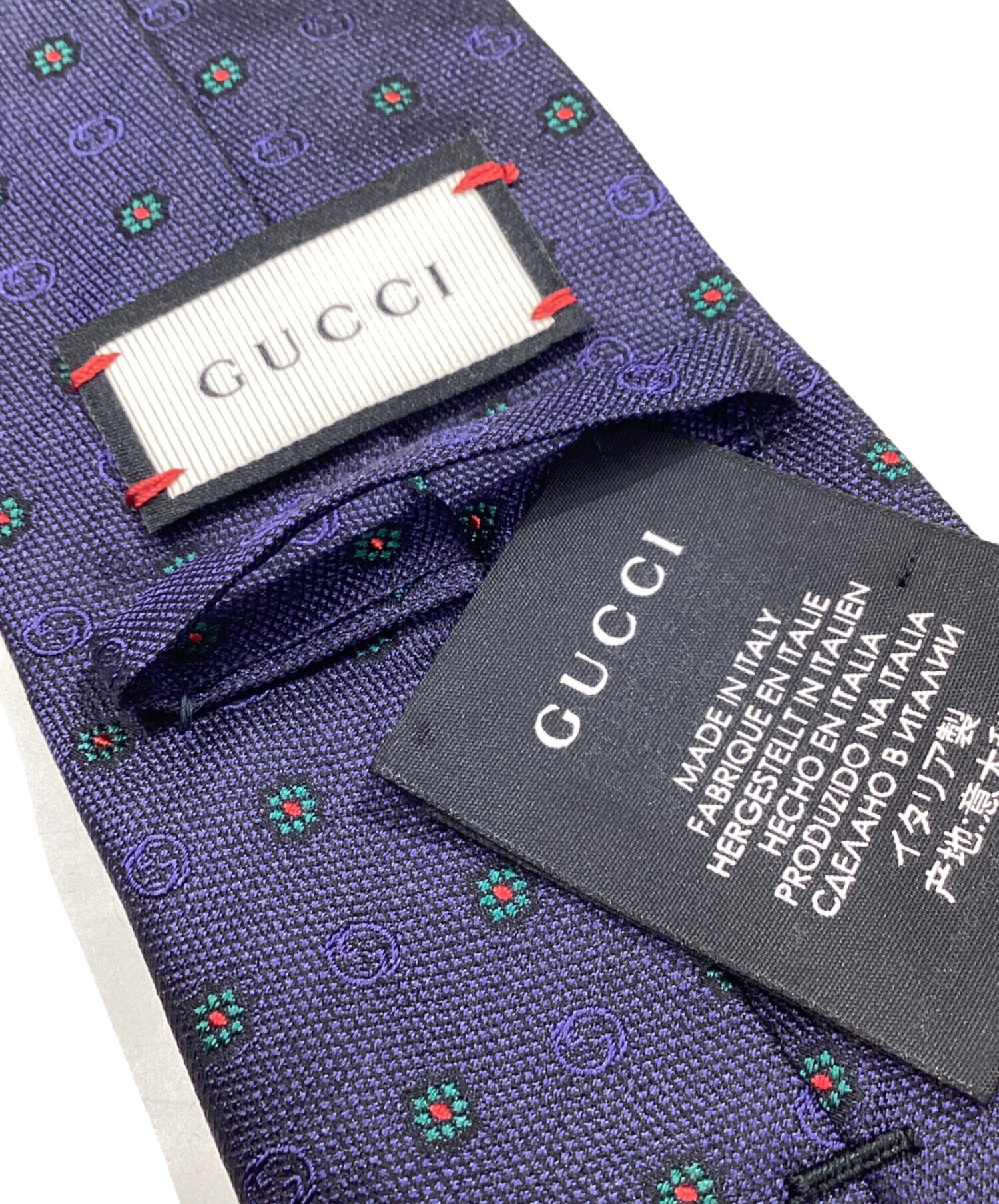 中古・古着通販】GUCCI (グッチ) GG×フラワー ネクタイ ネイビー