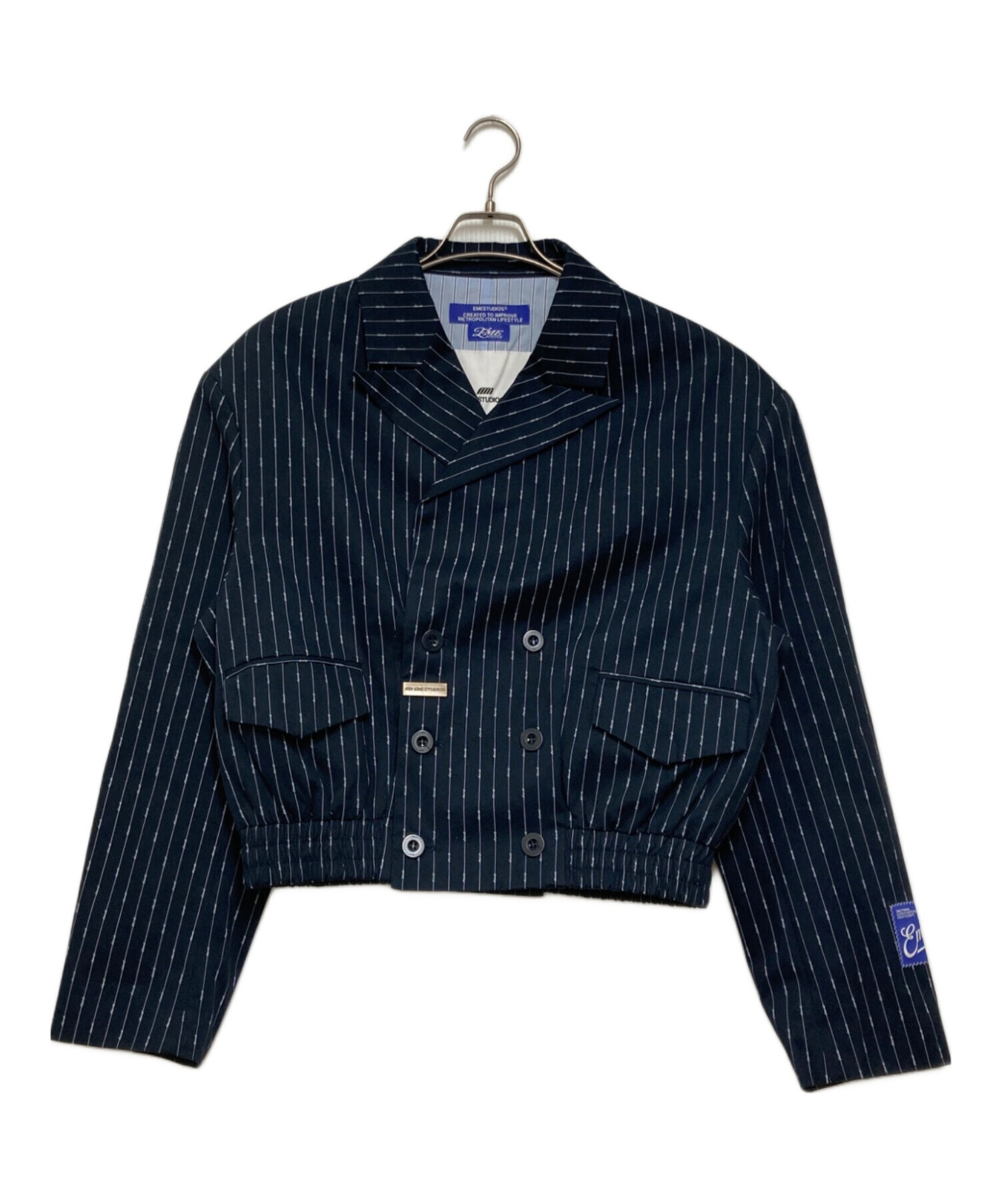 中古・古着通販】EMESTUDIOS (-) シフトネイビーボンバーブレザー 