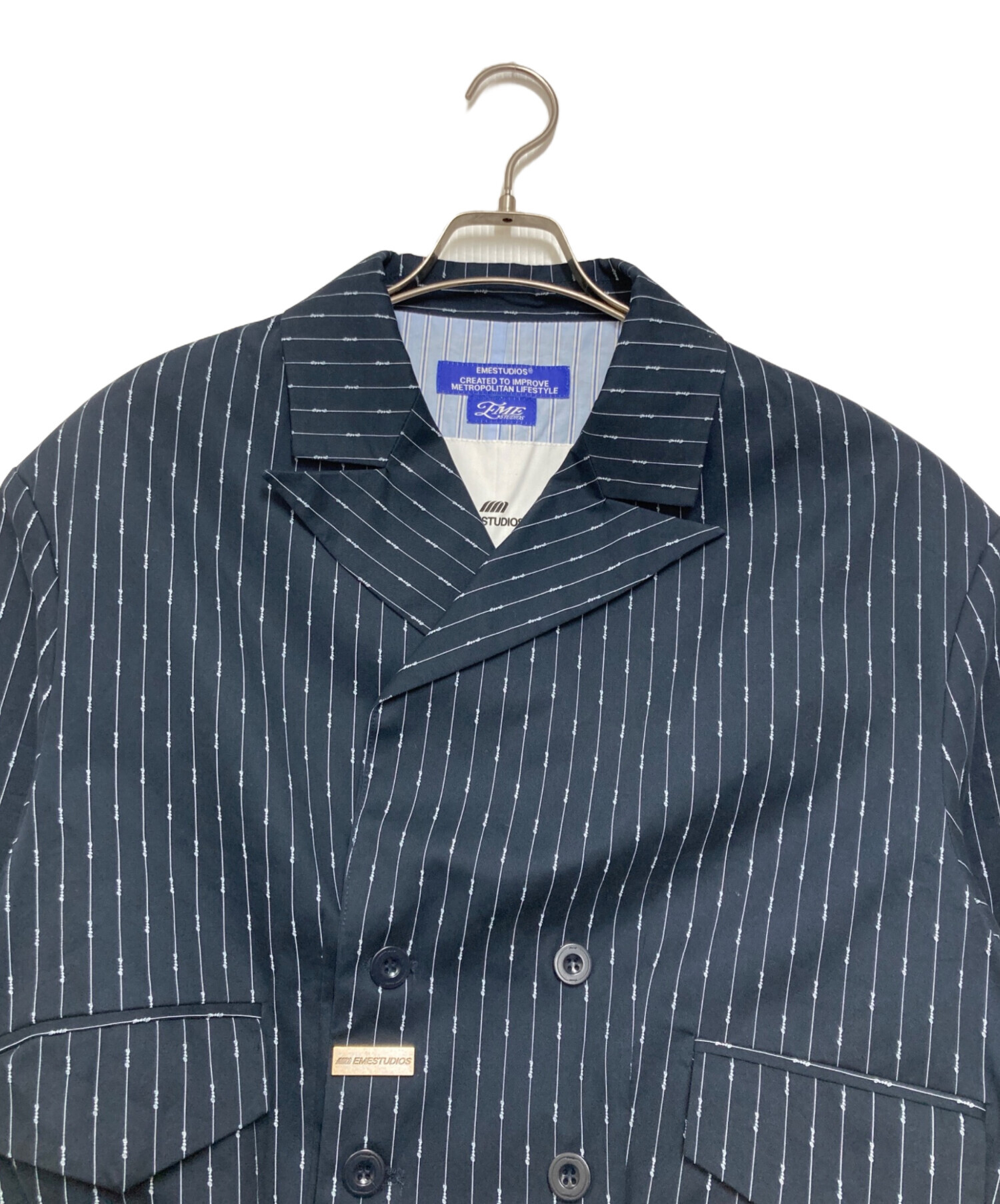 中古・古着通販】EMESTUDIOS (-) シフトネイビーボンバーブレザー 