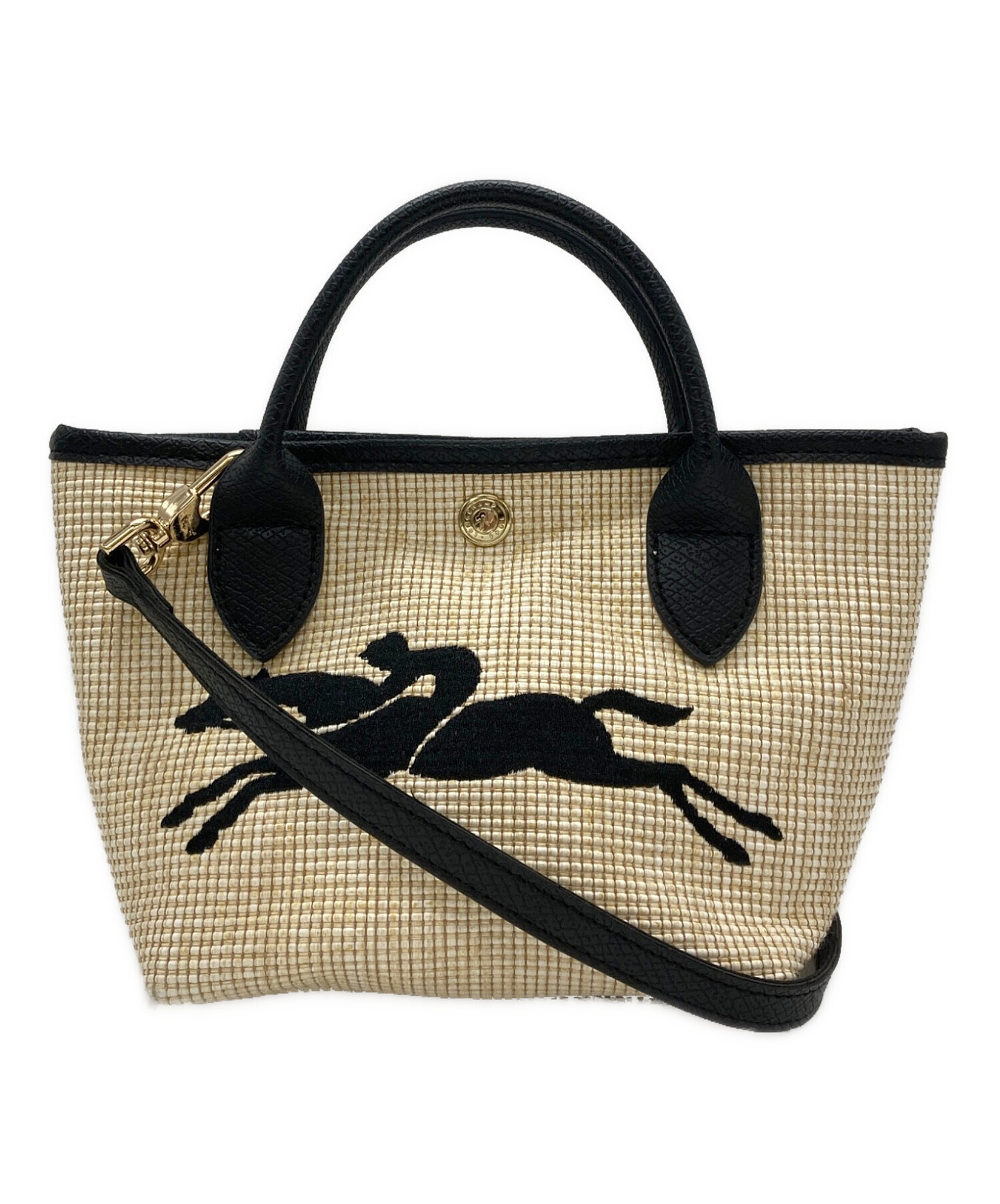 LONGCHAMP 2WAY トートバッグ ベージュ ブラック LONGCHAMP 2WAY トートバッグ ベージュ ブラック