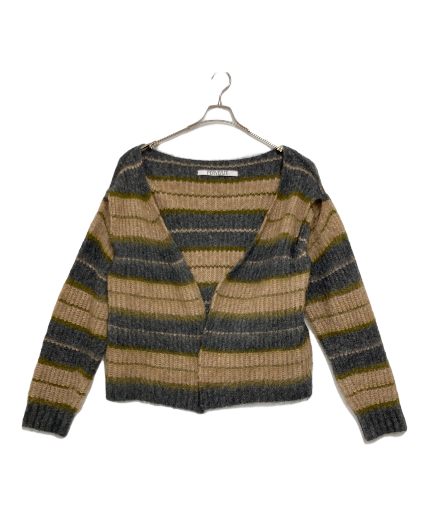 中古・古着通販】PERVERZE (パーバーズ) モヘア混ボタンレスボーダー
