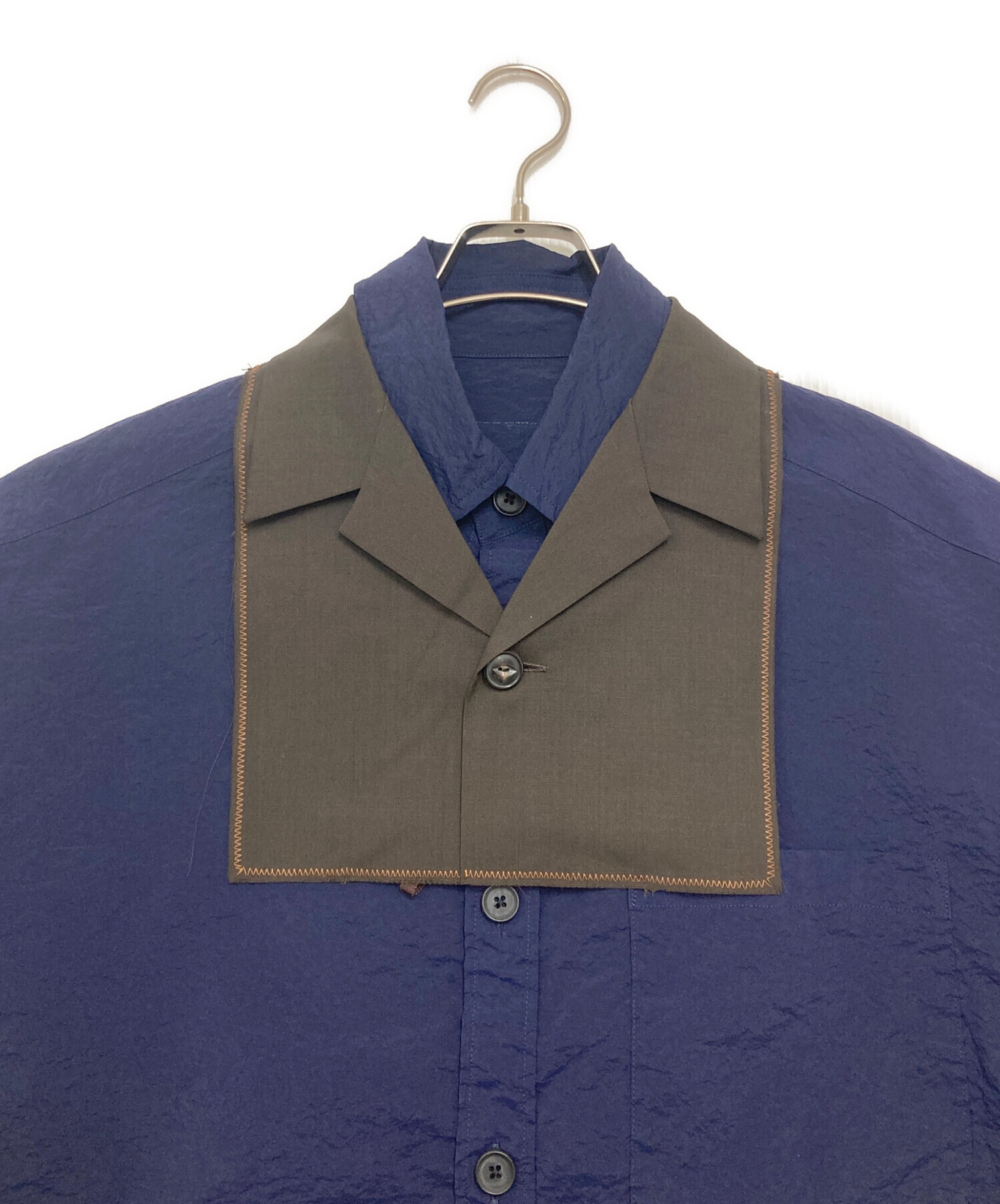 中古・古着通販】KOLOR (カラー) ドッキングシャツ ネイビー サイズ:1