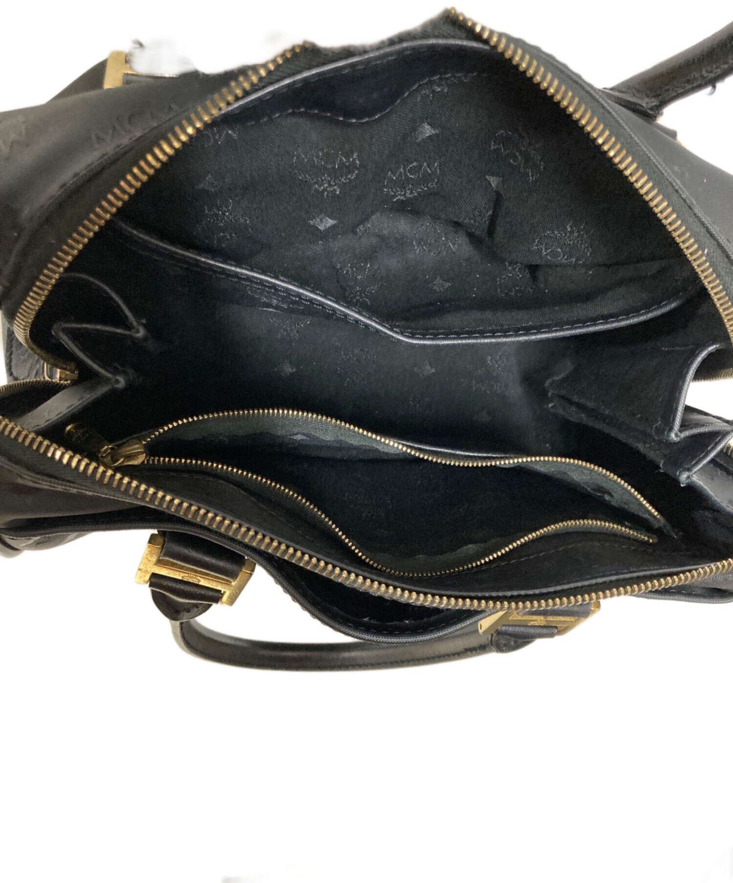 ○佐①120 MCM ブラック 中古 ボストンバッグ ハンドバッグ ブランド 