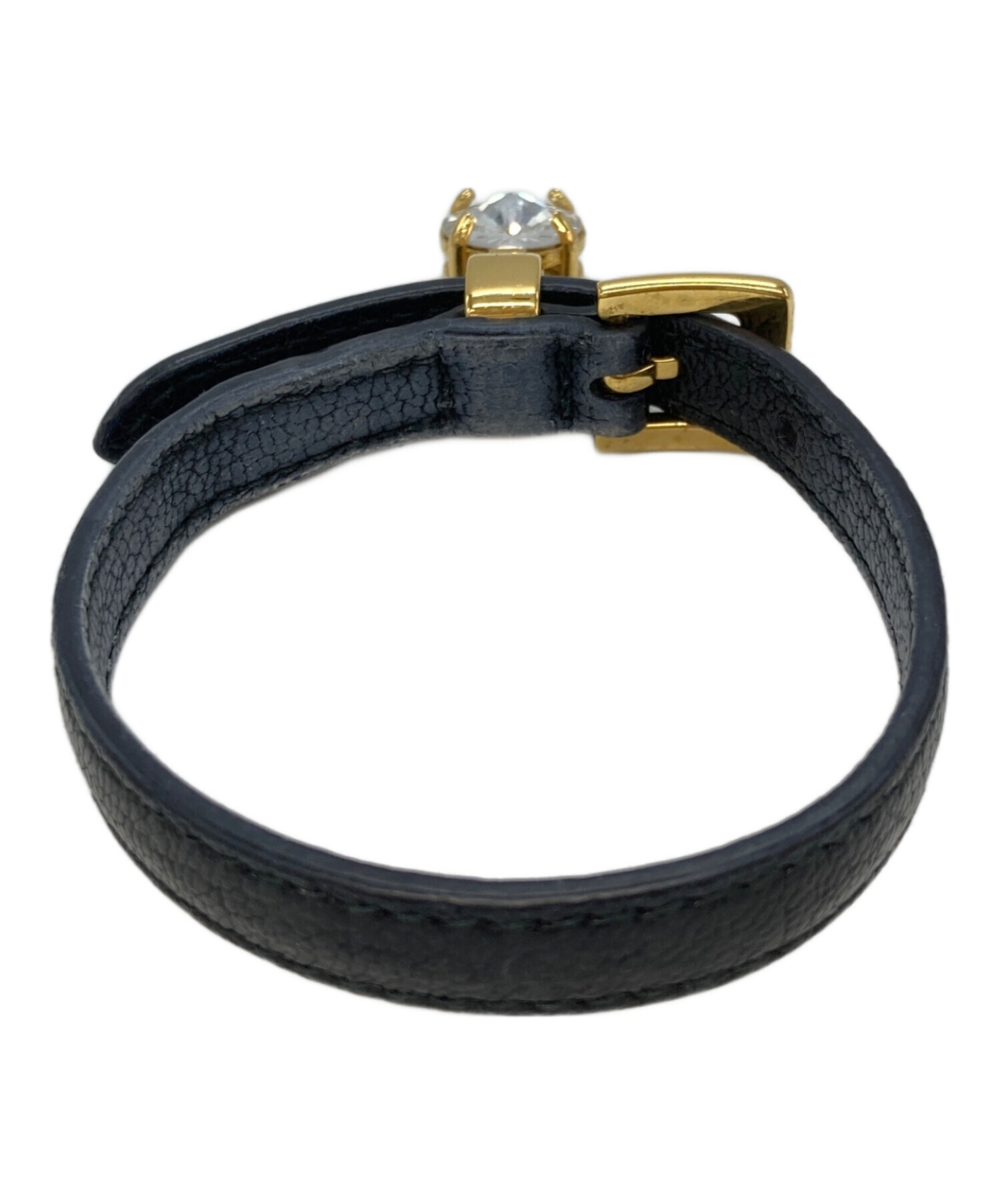 中古・古着通販】MIU MIU (ミュウミュウ) レザーブレスレット ブラック