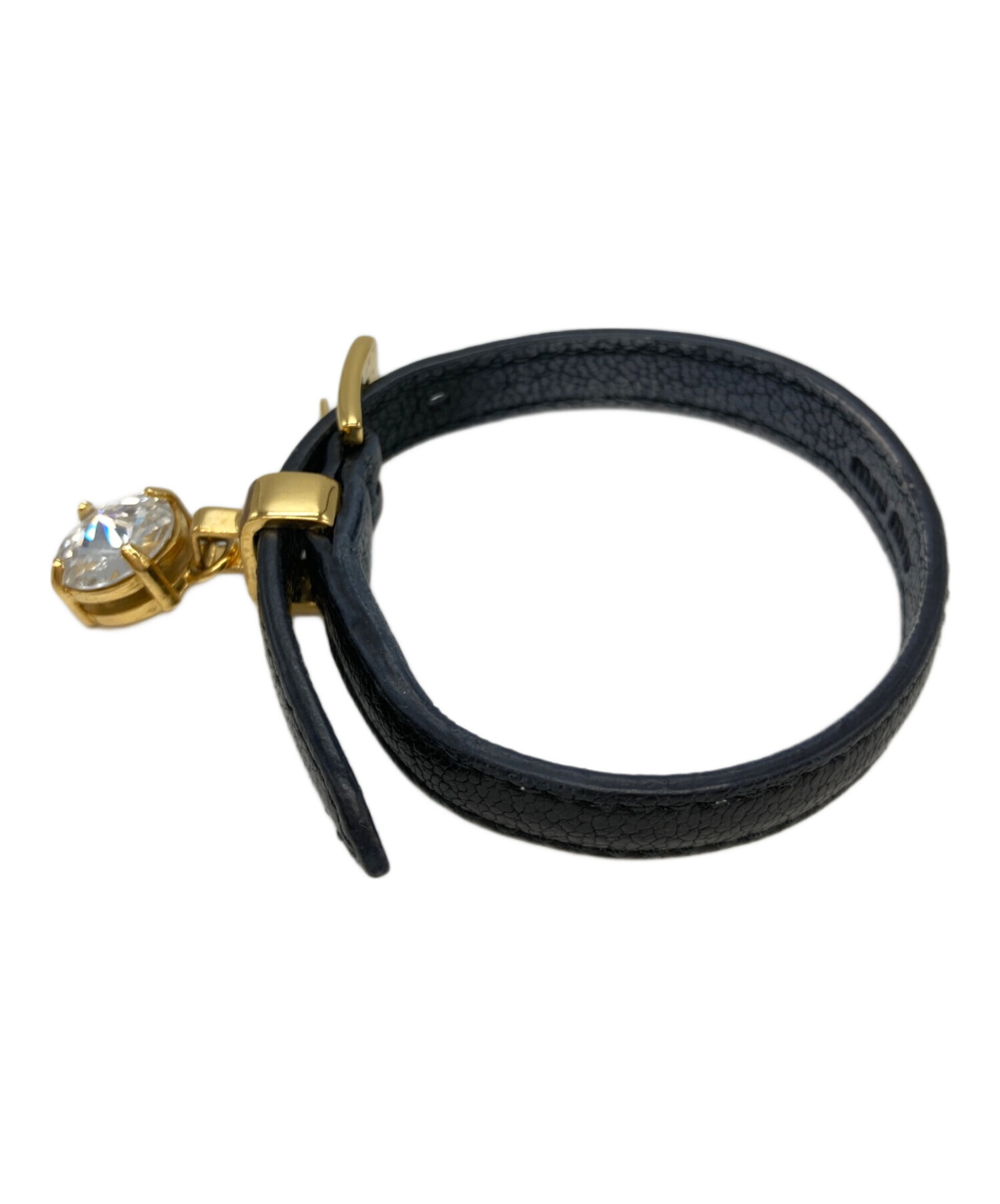 中古・古着通販】MIU MIU (ミュウミュウ) レザーブレスレット ブラック