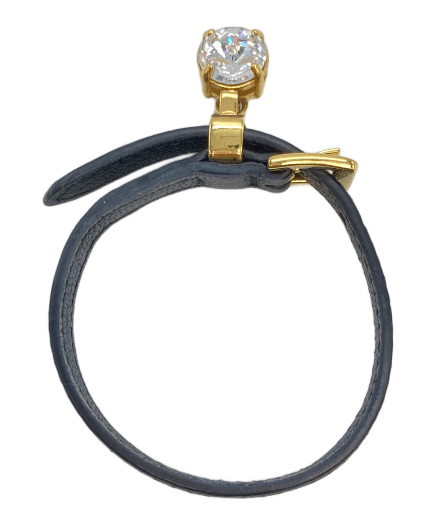 中古・古着通販】MIU MIU (ミュウミュウ) レザーブレスレット ブラック