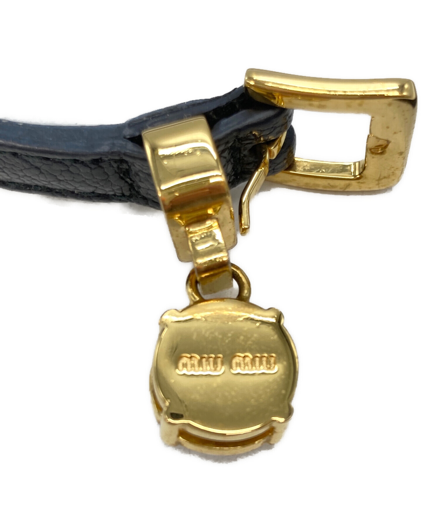 中古・古着通販】MIU MIU (ミュウミュウ) レザーブレスレット ブラック